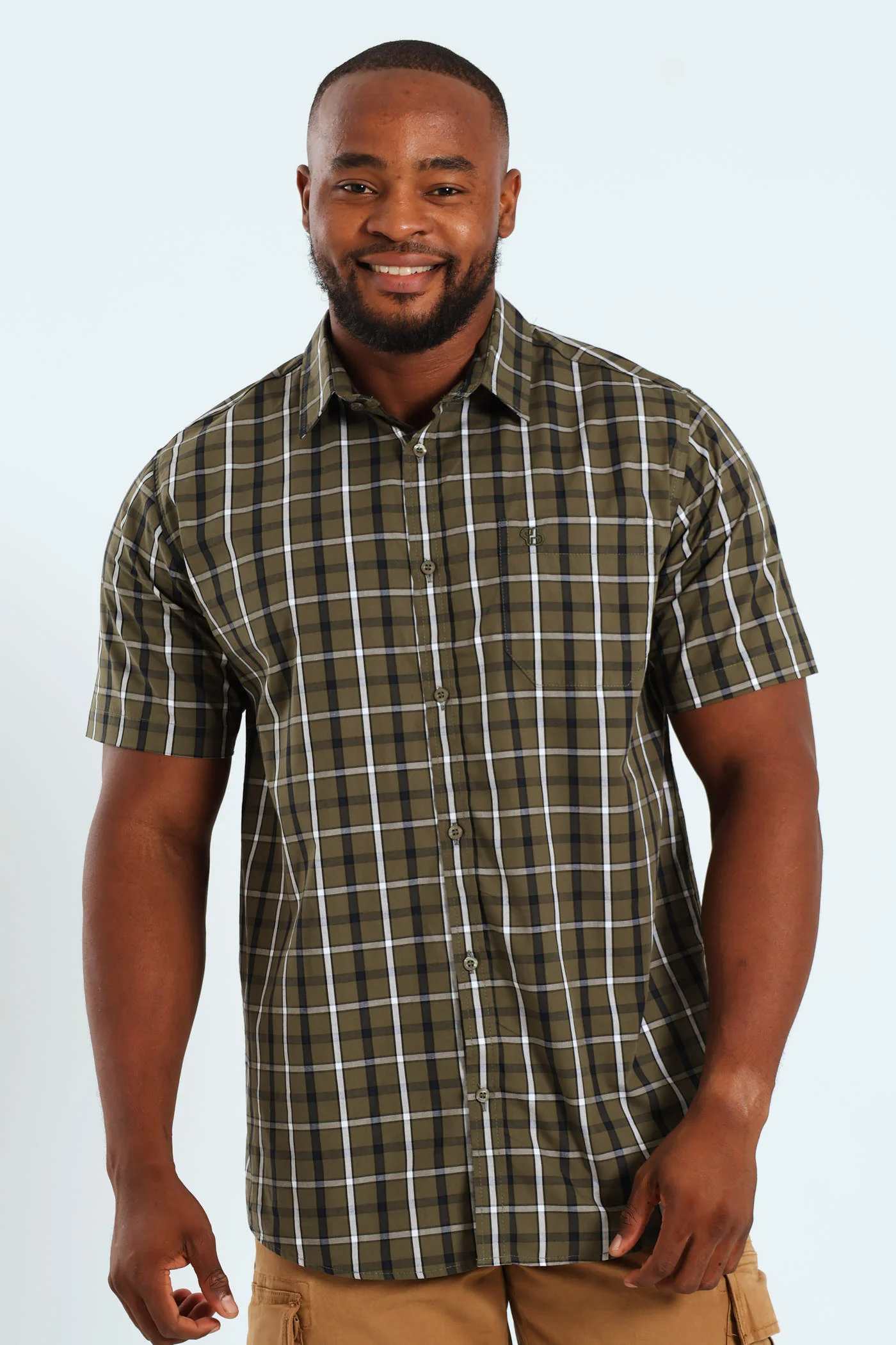 Short Sleeve Check Shirt - Fatigue/Navy - Image 3