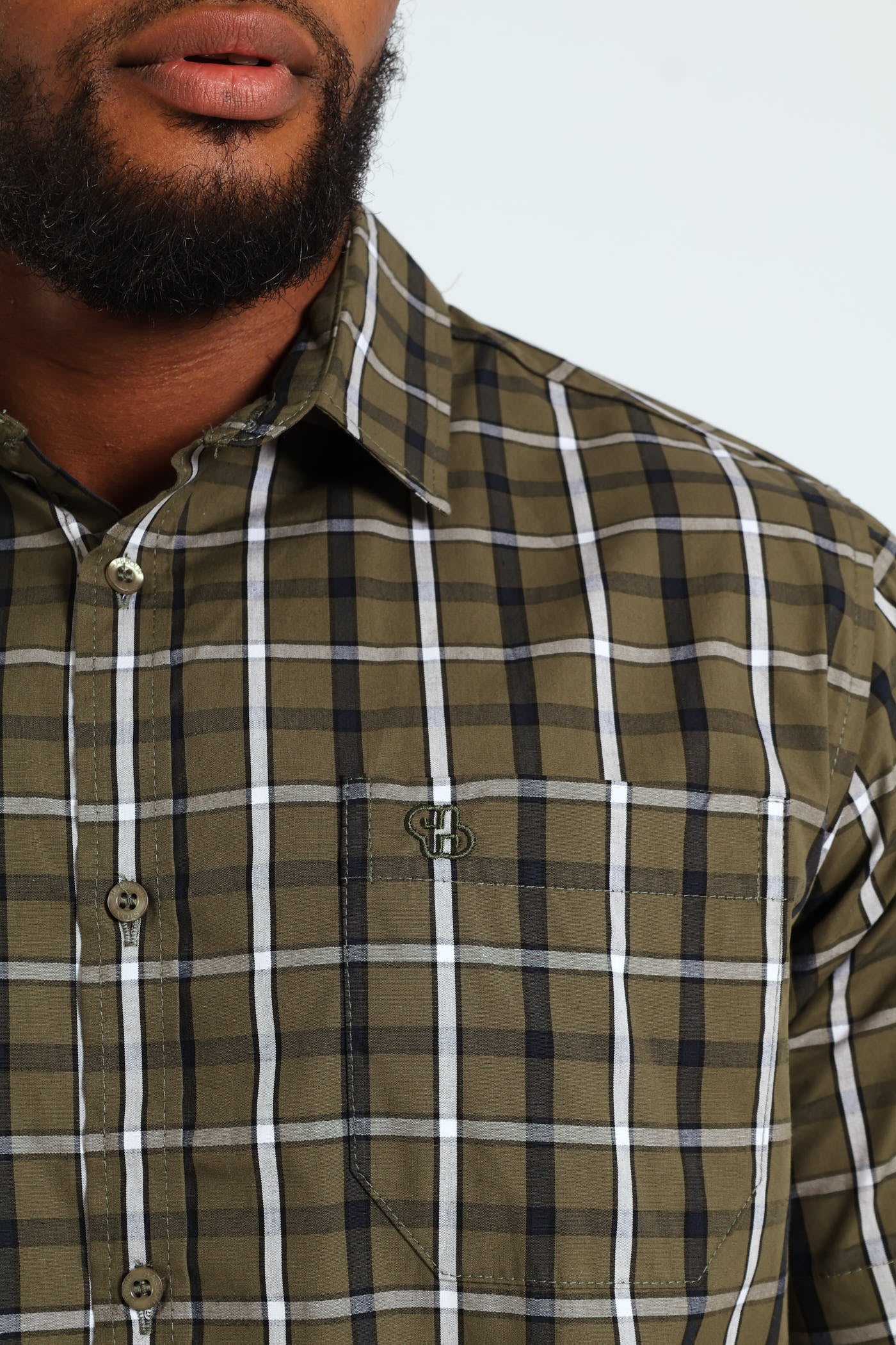 Short Sleeve Check Shirt - Fatigue/Navy - Image 5