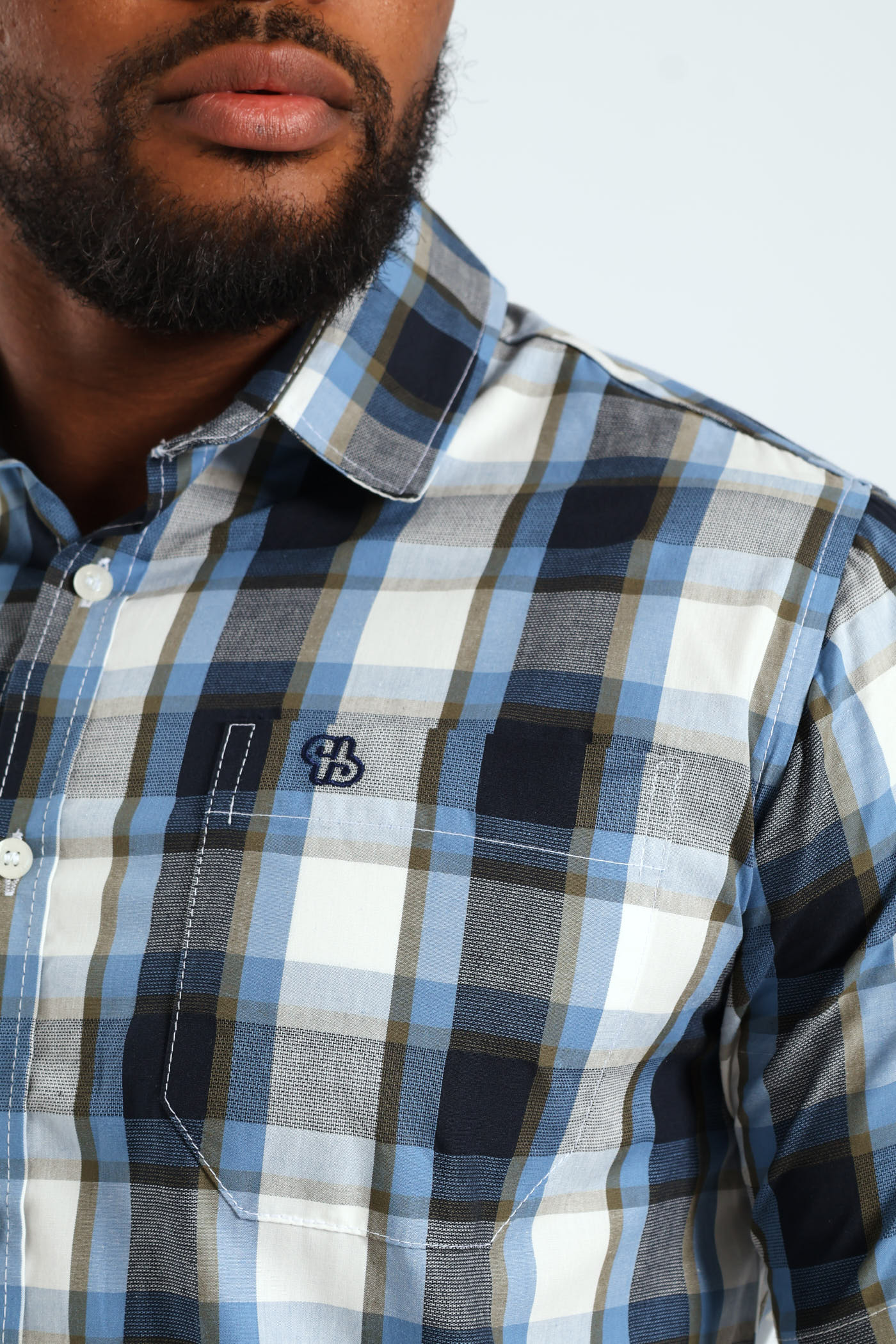 Short Sleeve Check Shirt - Fatigue/Navy - Image 2