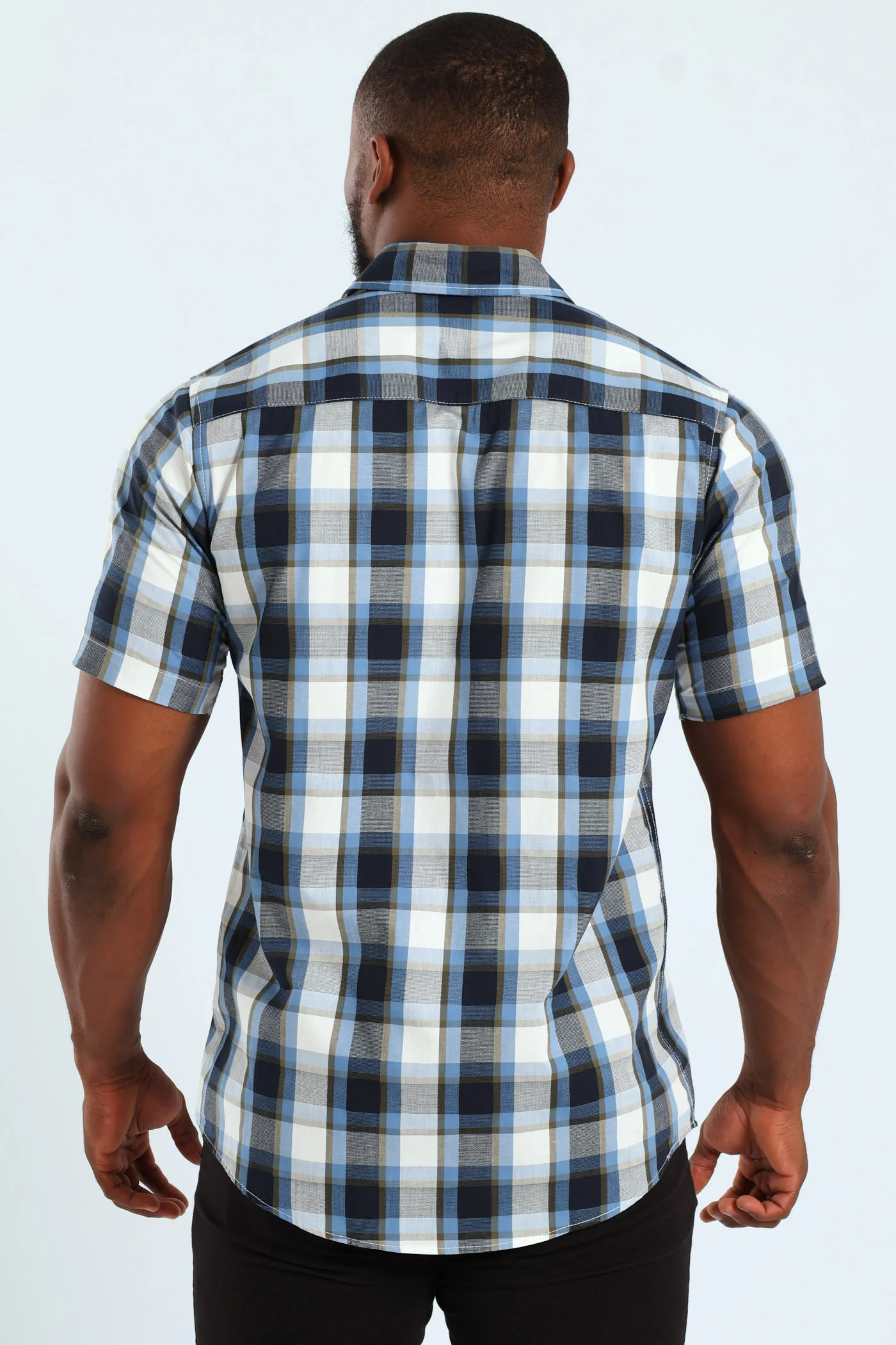 Short Sleeve Check Shirt - Fatigue/Navy - Image 6