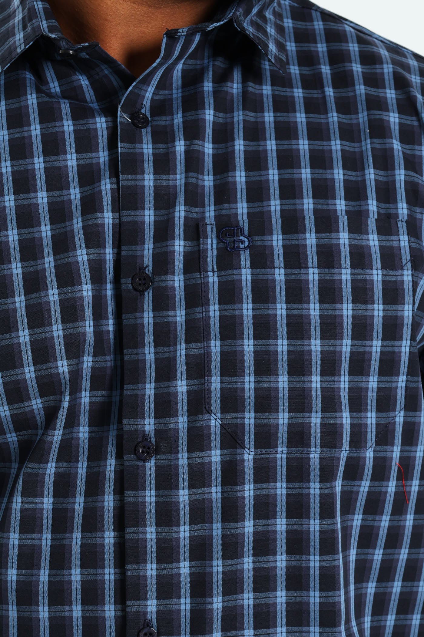 Short Sleeve Check Shirt - Navy - Image 4