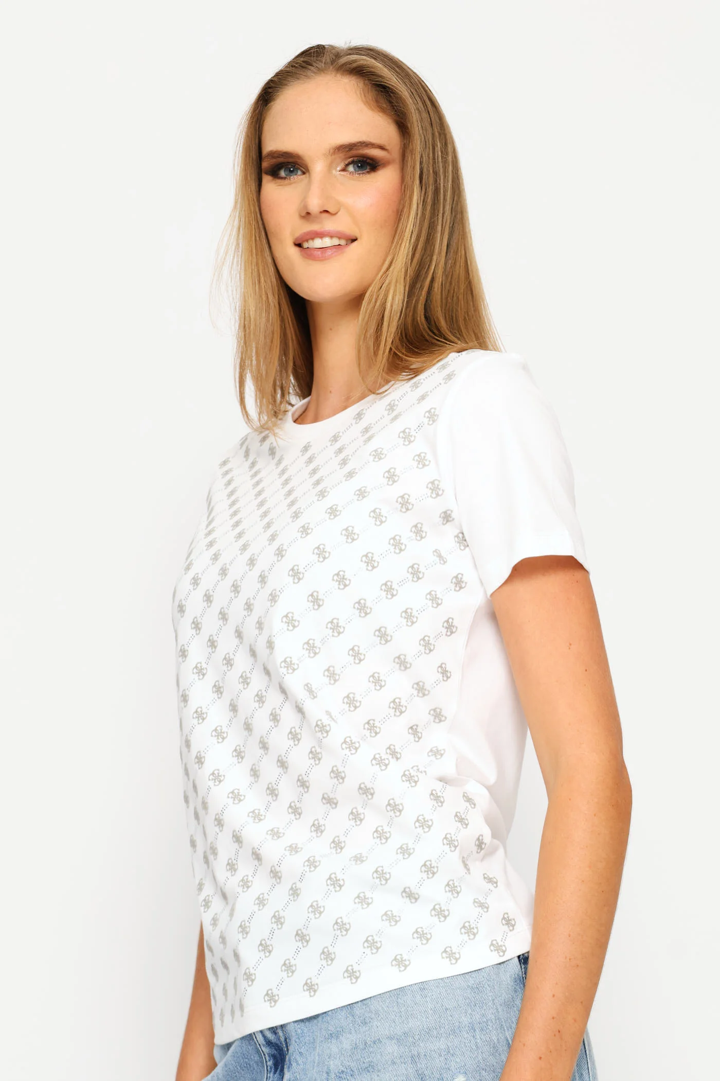 Short Sleeve CN 4G Allover Tee - White - Image 4