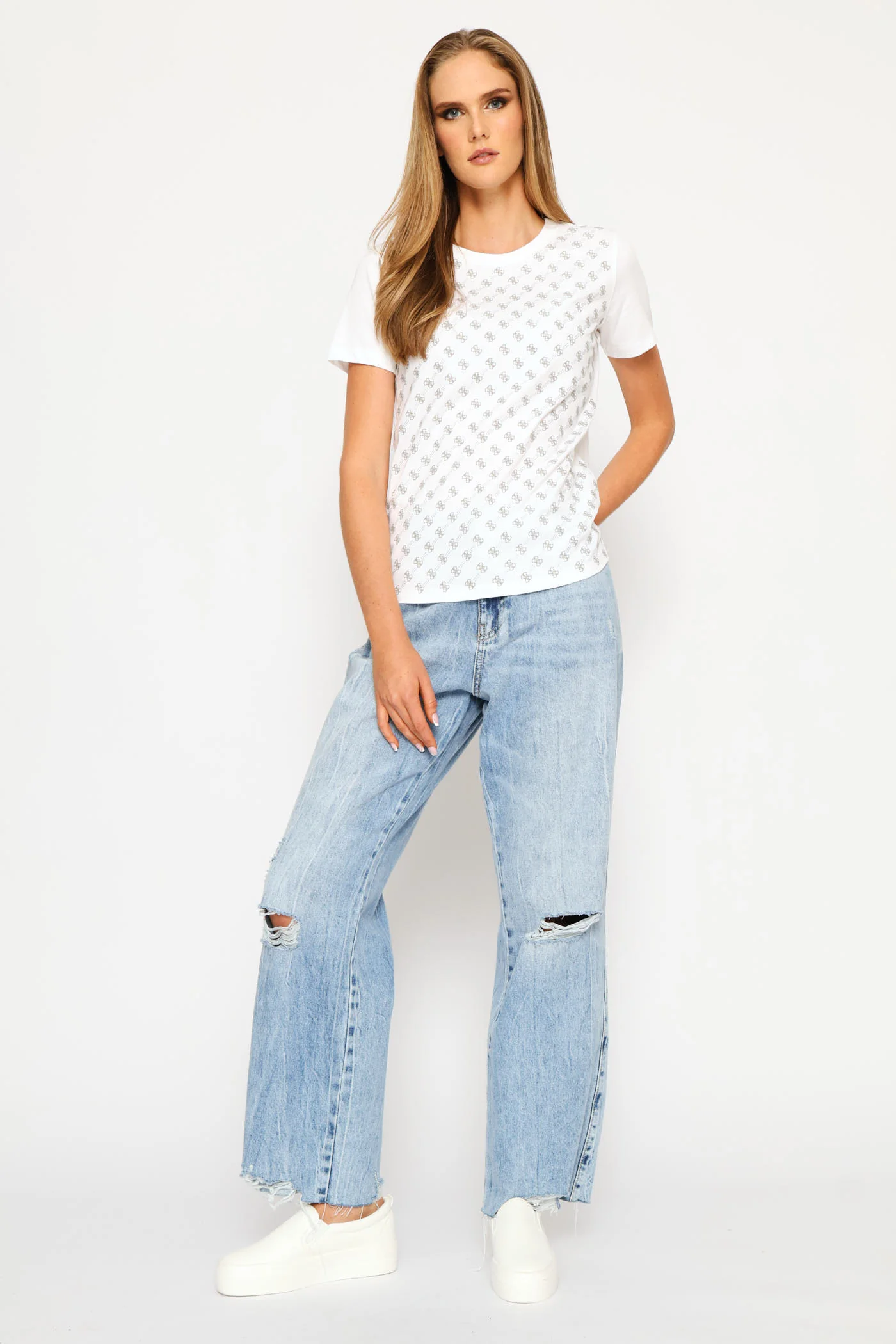Short Sleeve CN 4G Allover Tee - White - Image 5