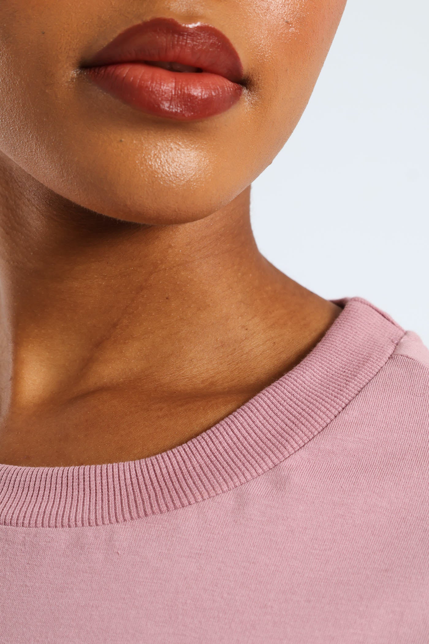 Short Sleeve Cotton Boxy Tee - Mauve - Image 2