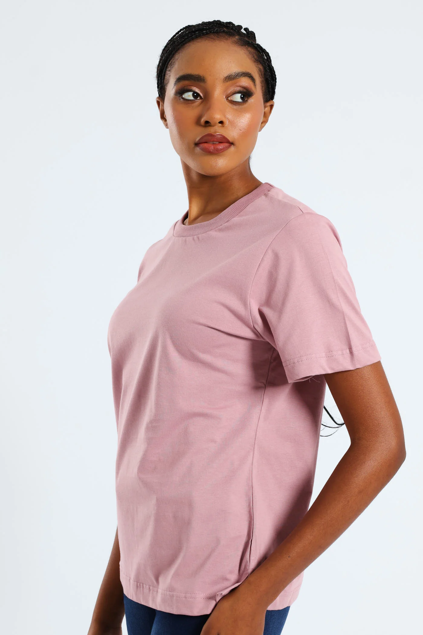 Short Sleeve Cotton Boxy Tee - Mauve - Image 3