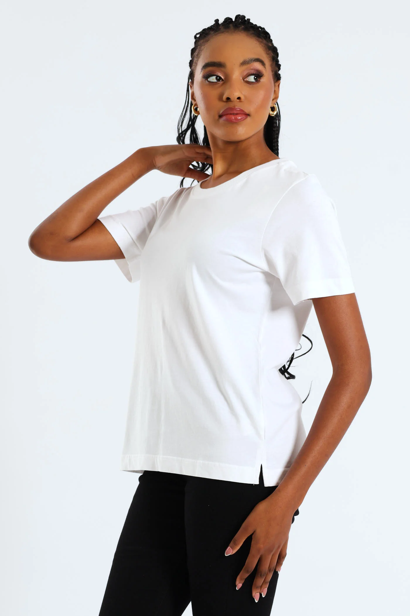 Short Sleeve Cotton Boxy Tee - White - Image 2