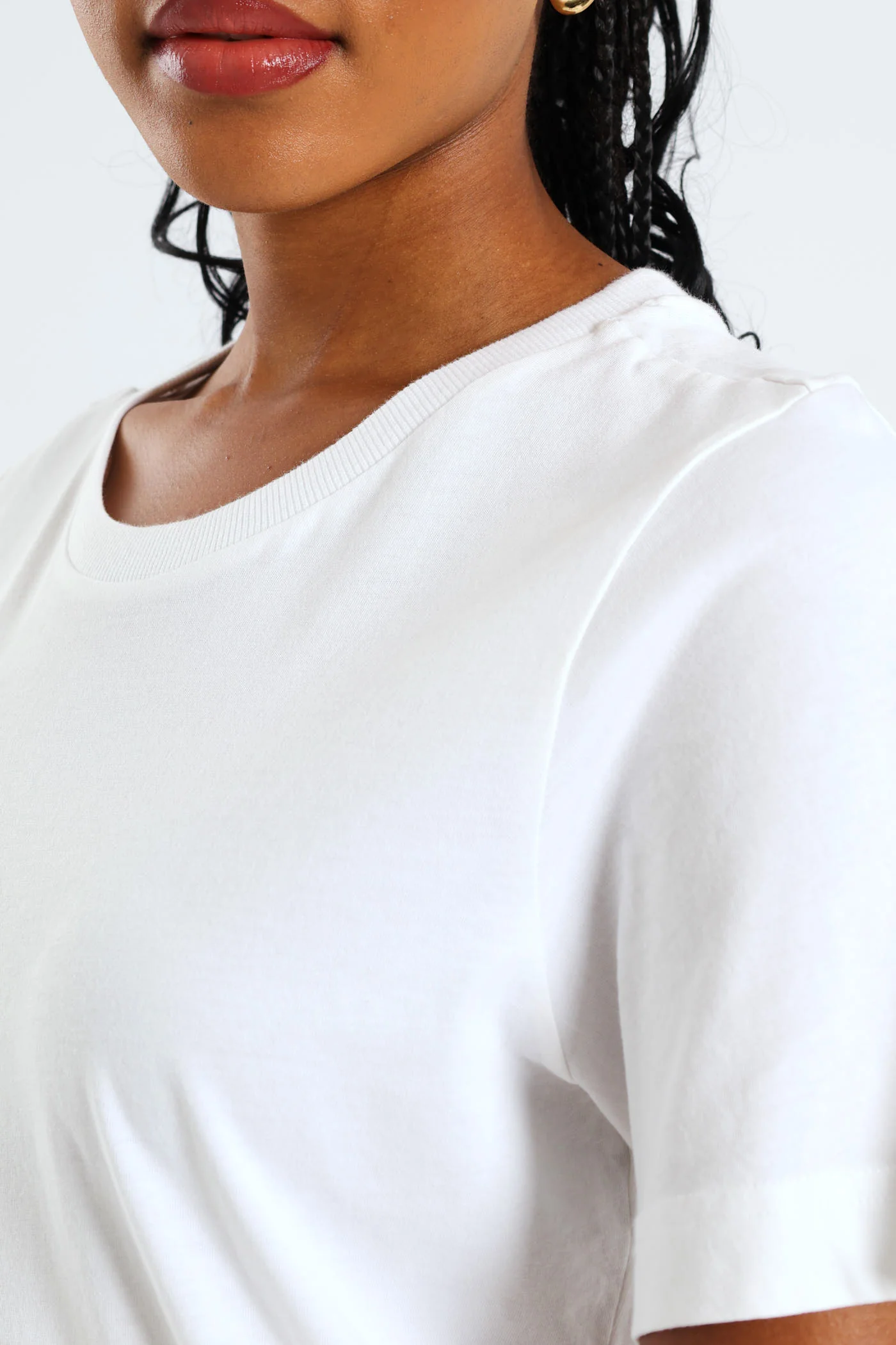 Short Sleeve Cotton Boxy Tee - White - Image 4