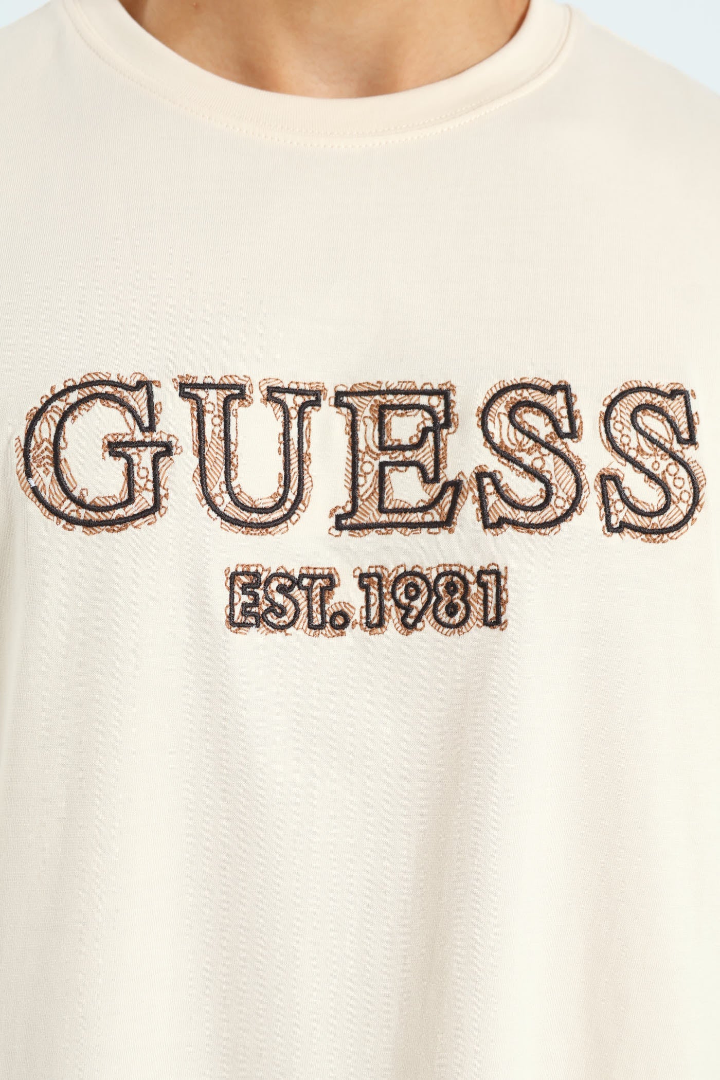 Short Sleeve Embroidered Tee - Vanilla - Image 2