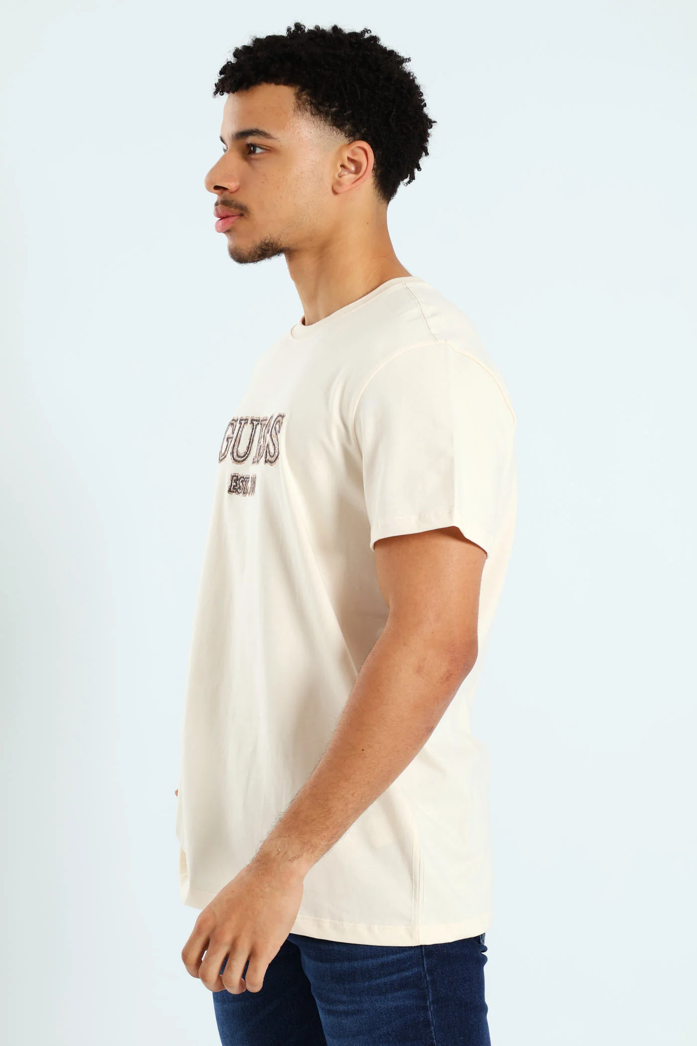 Short Sleeve Embroidered Tee - Vanilla - Image 3