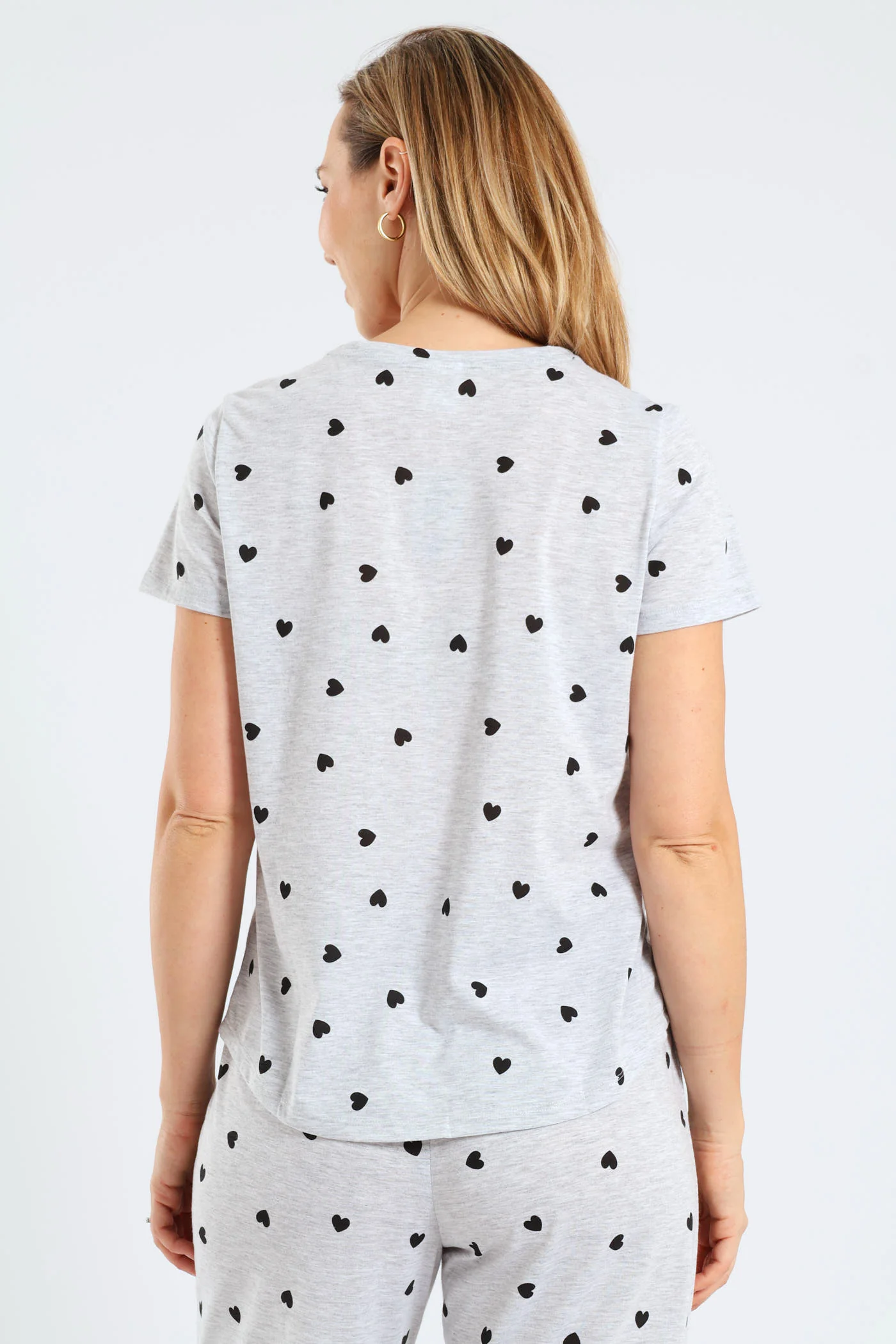 Short Sleeve Hearts Tee - Grey Melange - Image 4