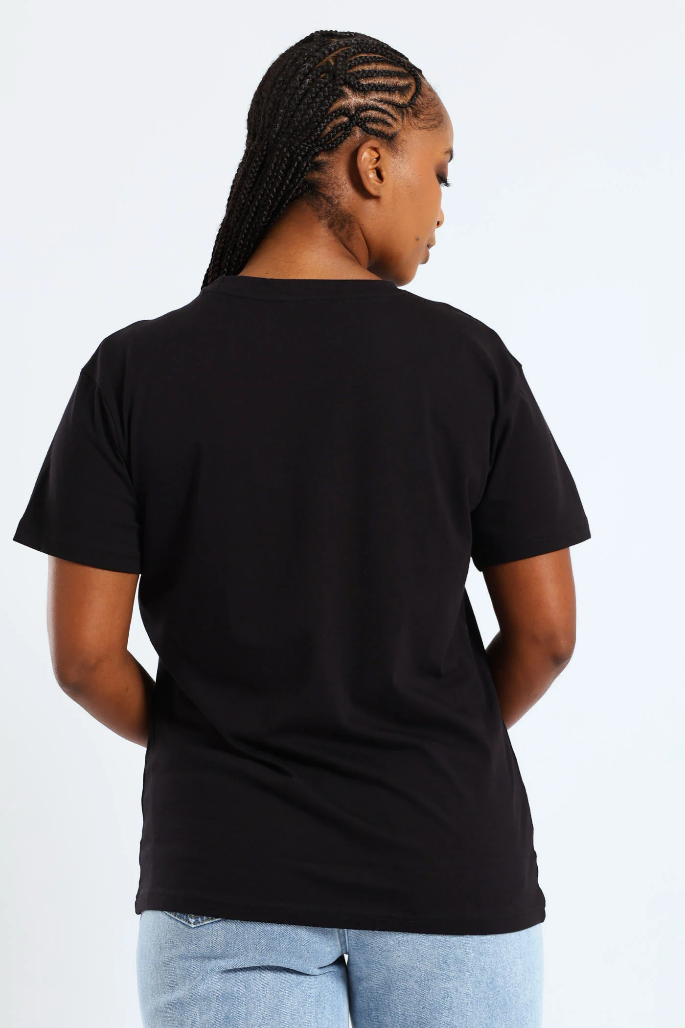 Short Sleeve Life Is Really Beautiful Flower Puff Regular Tee - Black - Image 3