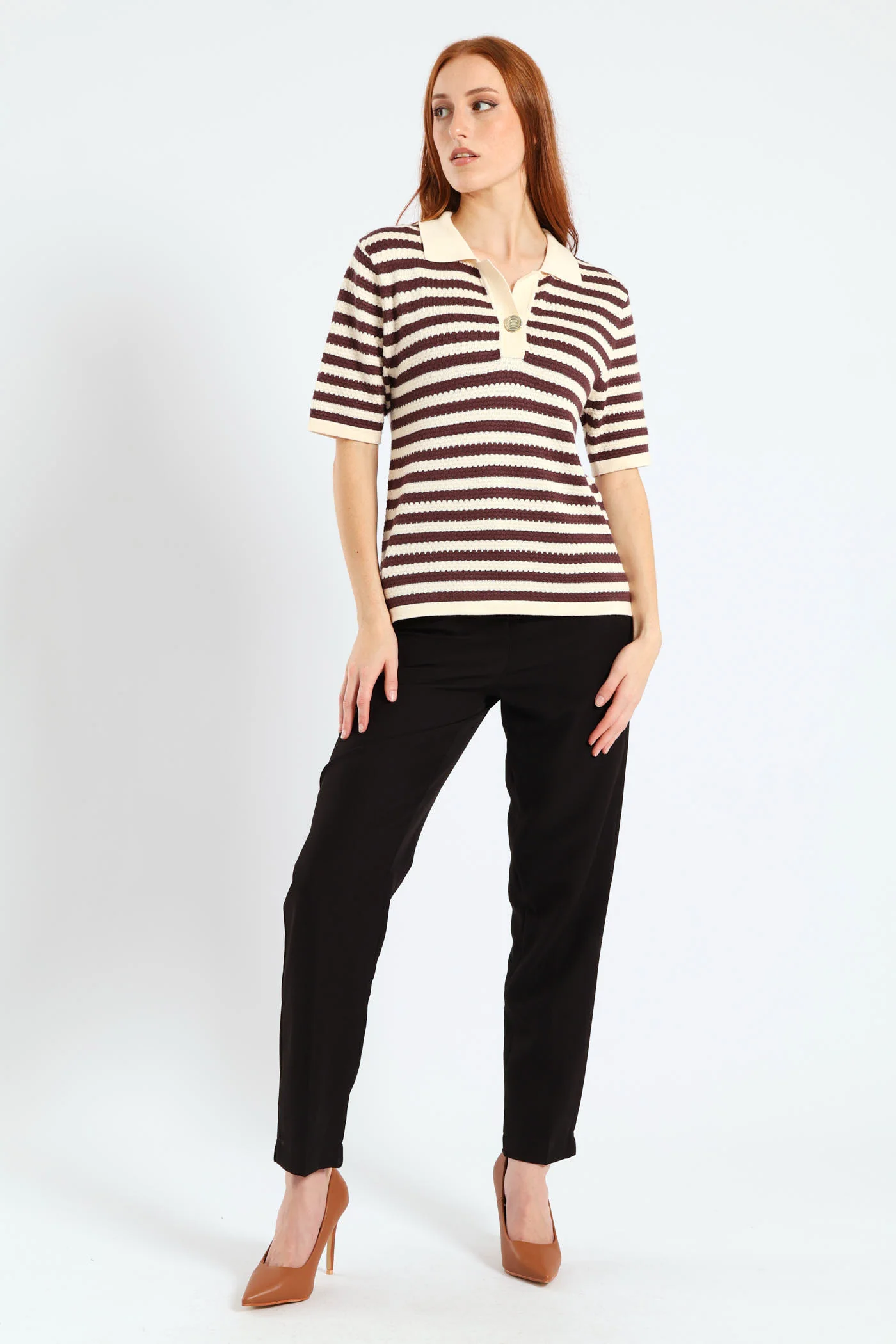 Short Sleeve Monochrome Golfer - Chocolate - Image 3