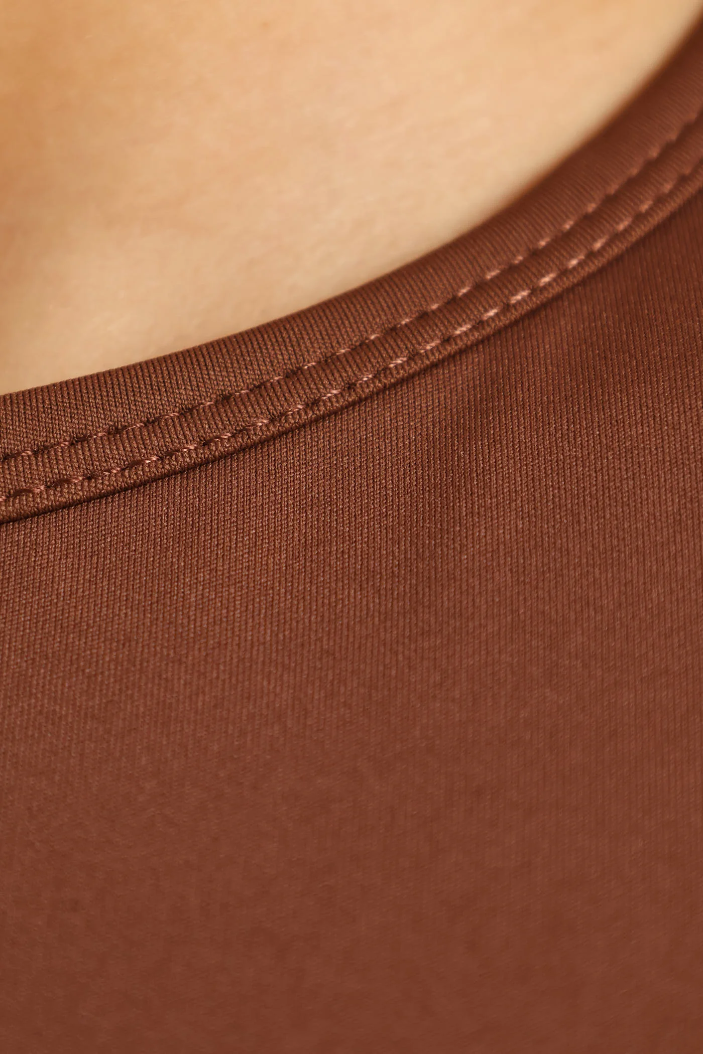 Short Sleeve Skin Tight Tee - Brown - Image 5