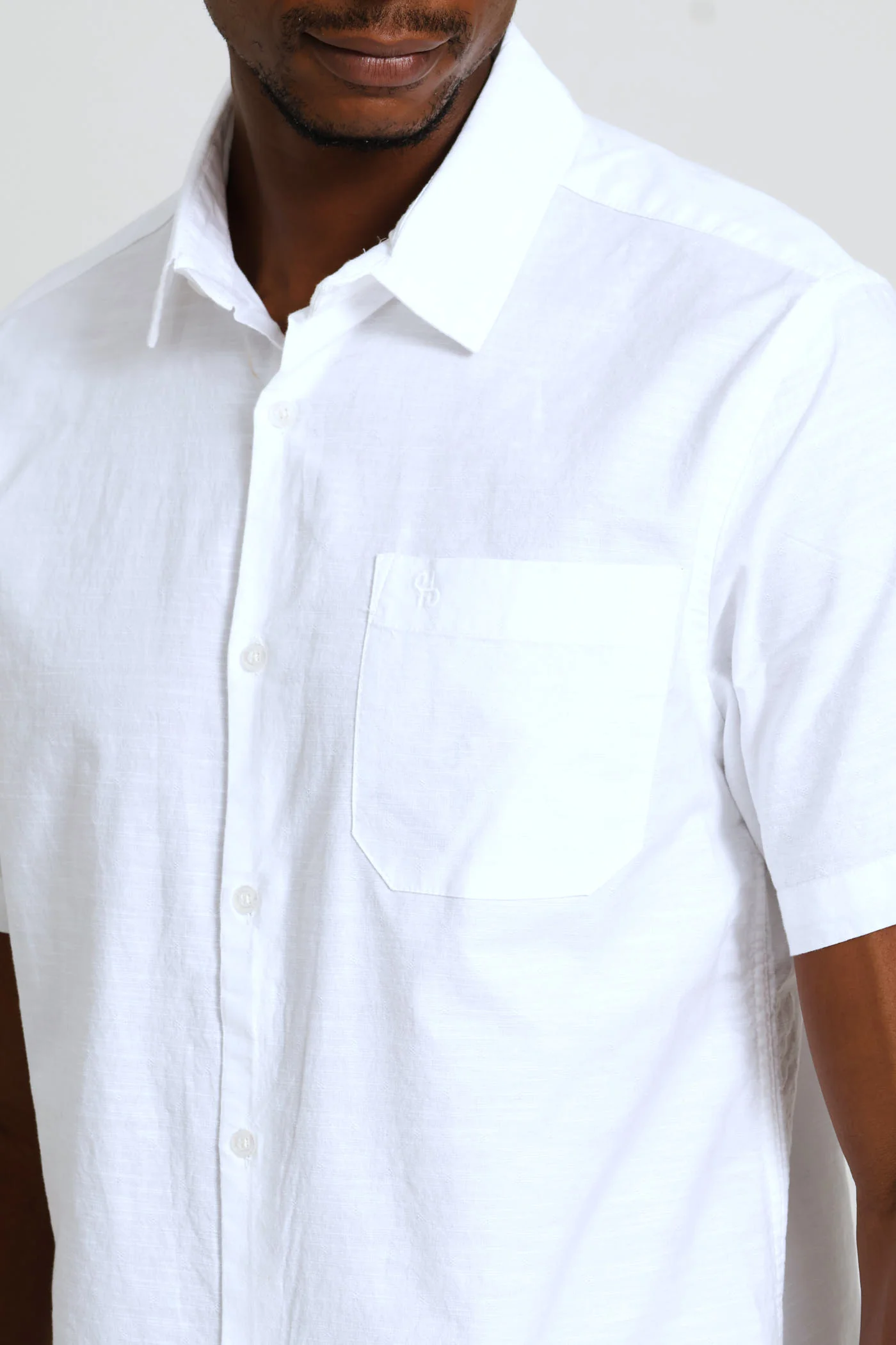 Short Sleeve Slub Regular Shirt - White - Image 2