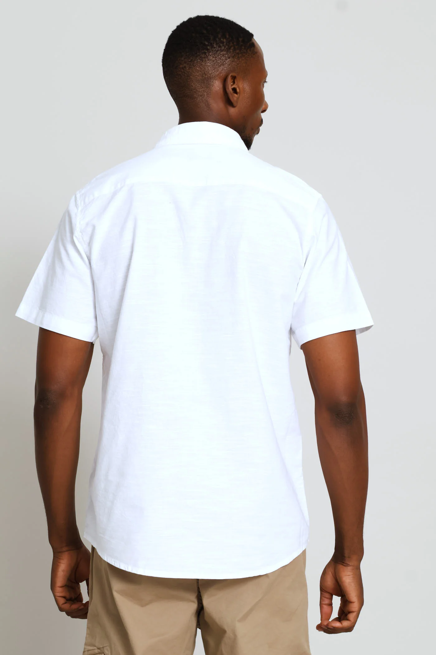 Short Sleeve Slub Regular Shirt - White - Image 4