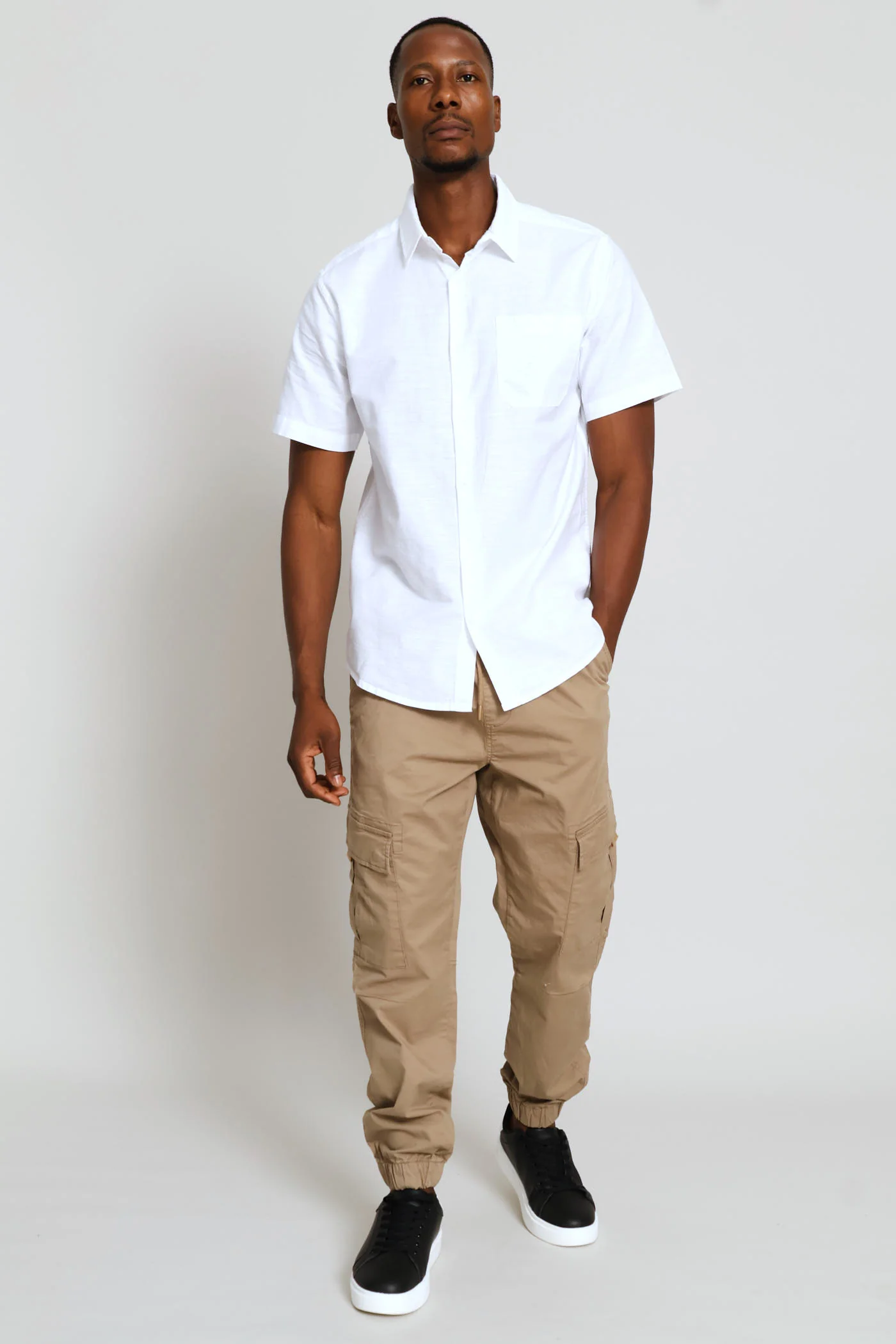 Short Sleeve Slub Regular Shirt - White - Image 5