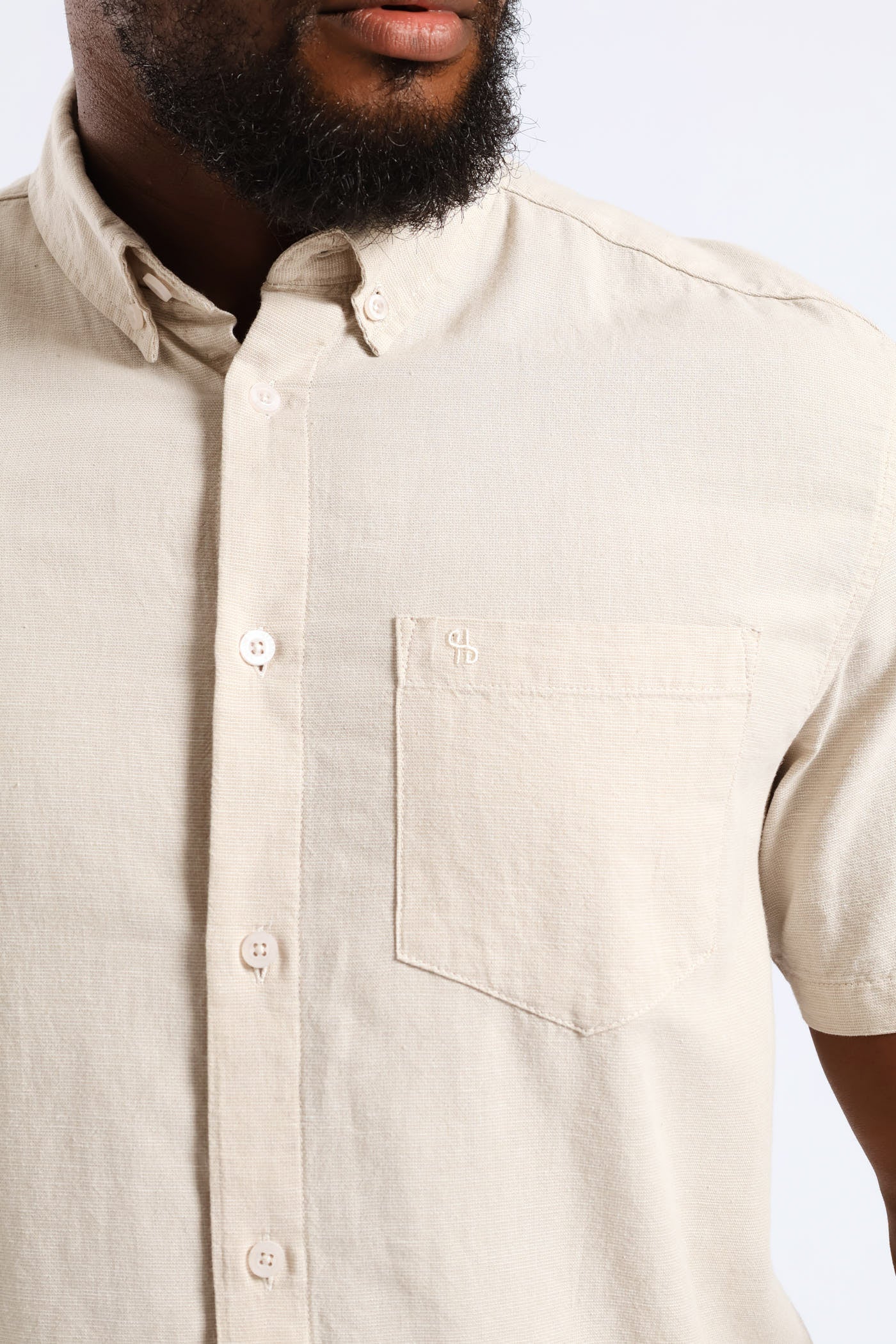 Short Sleeve Slub Shirt - Stone - Image 2