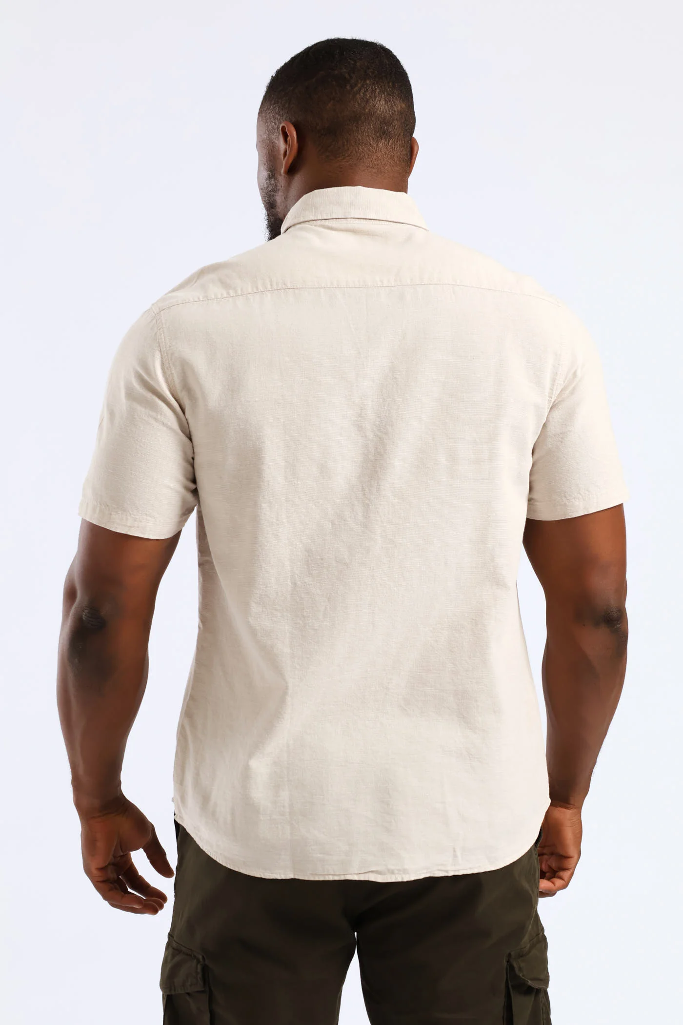 Short Sleeve Slub Shirt - Stone - Image 4