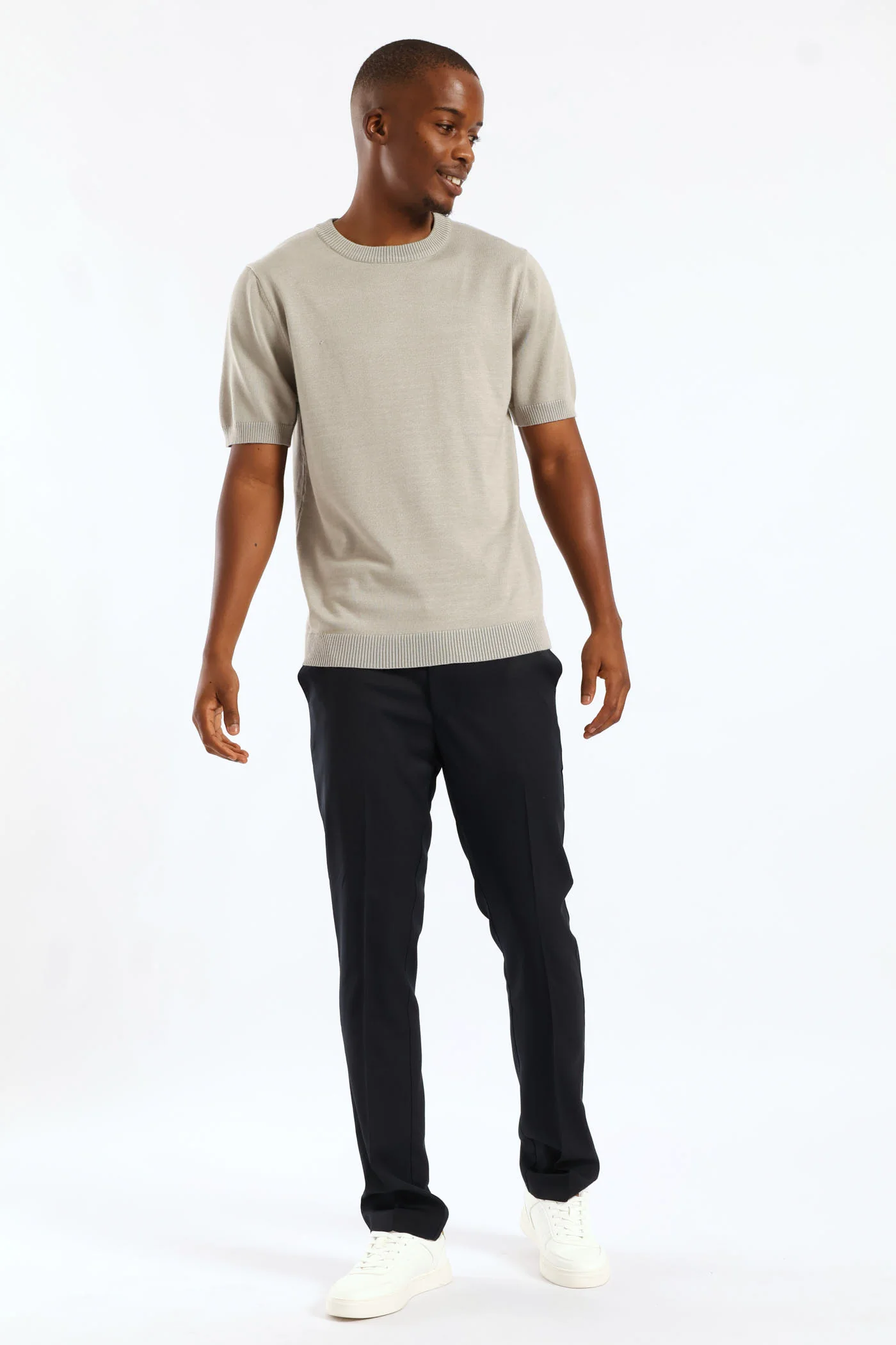 Short Sleeve Smart Knit Tee - Sage - Image 5