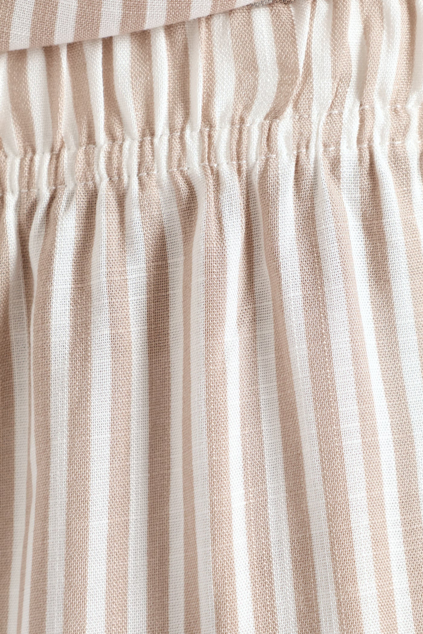 Short Sleeve Stripe Button Through Linen Short Set - Brown - Image 3