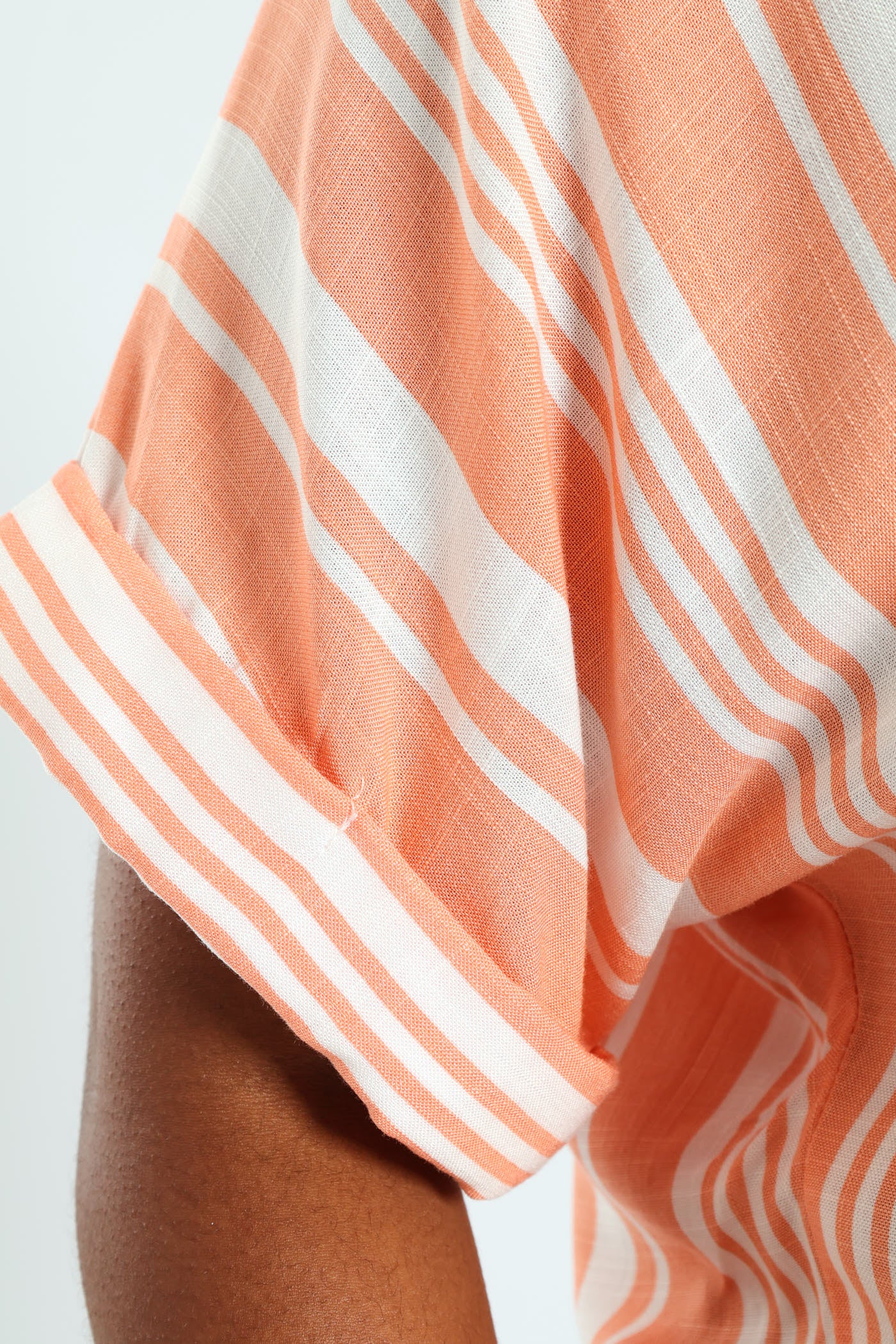 Short Sleeve Stripe Easywearing Shirt - Coral - Image 3