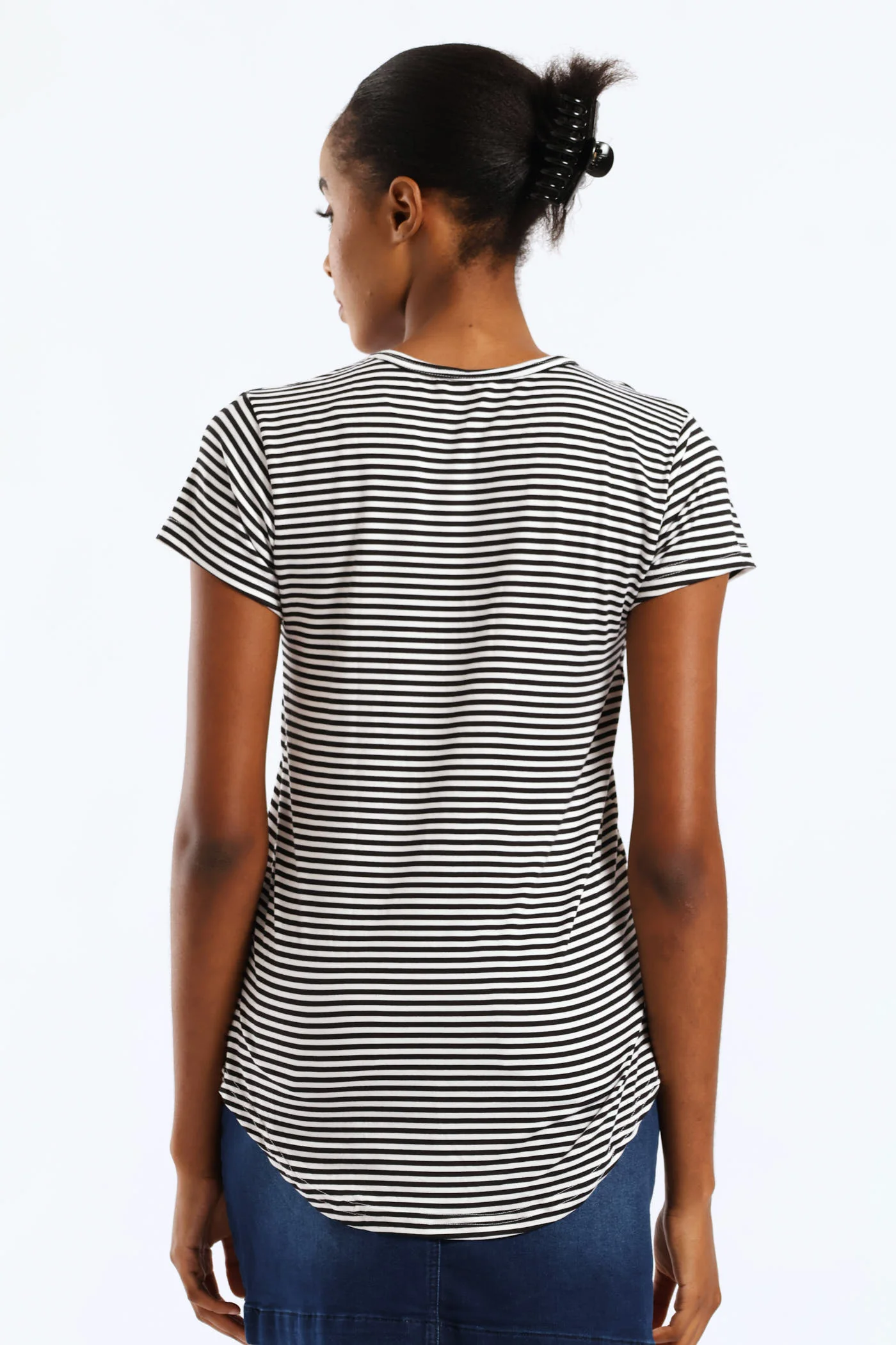 Short Sleeve Stripe Pocket Tee - Black/White - Image 4