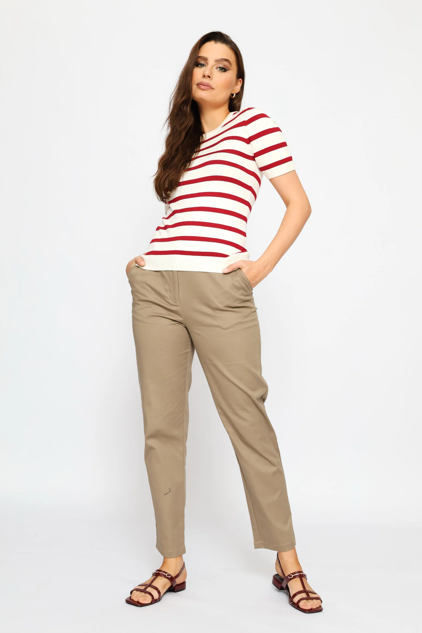 Short Sleeve Stripe Pullover - Cream - Image 5