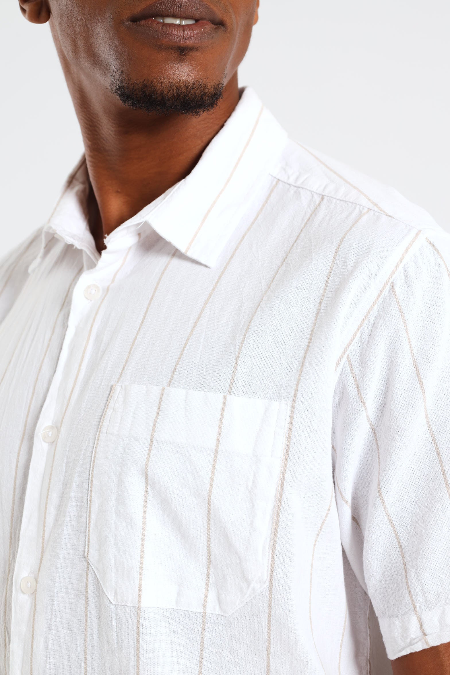 Short Sleeve Stripe Shirt - Ecru - Image 2