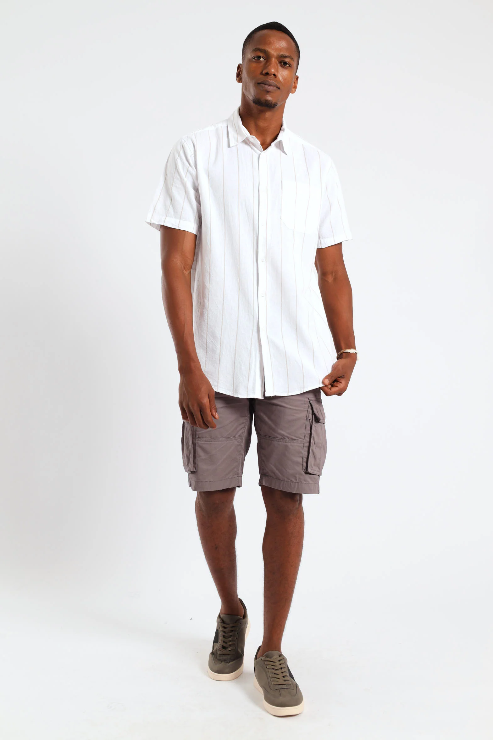 Short Sleeve Stripe Shirt - Ecru - Image 3
