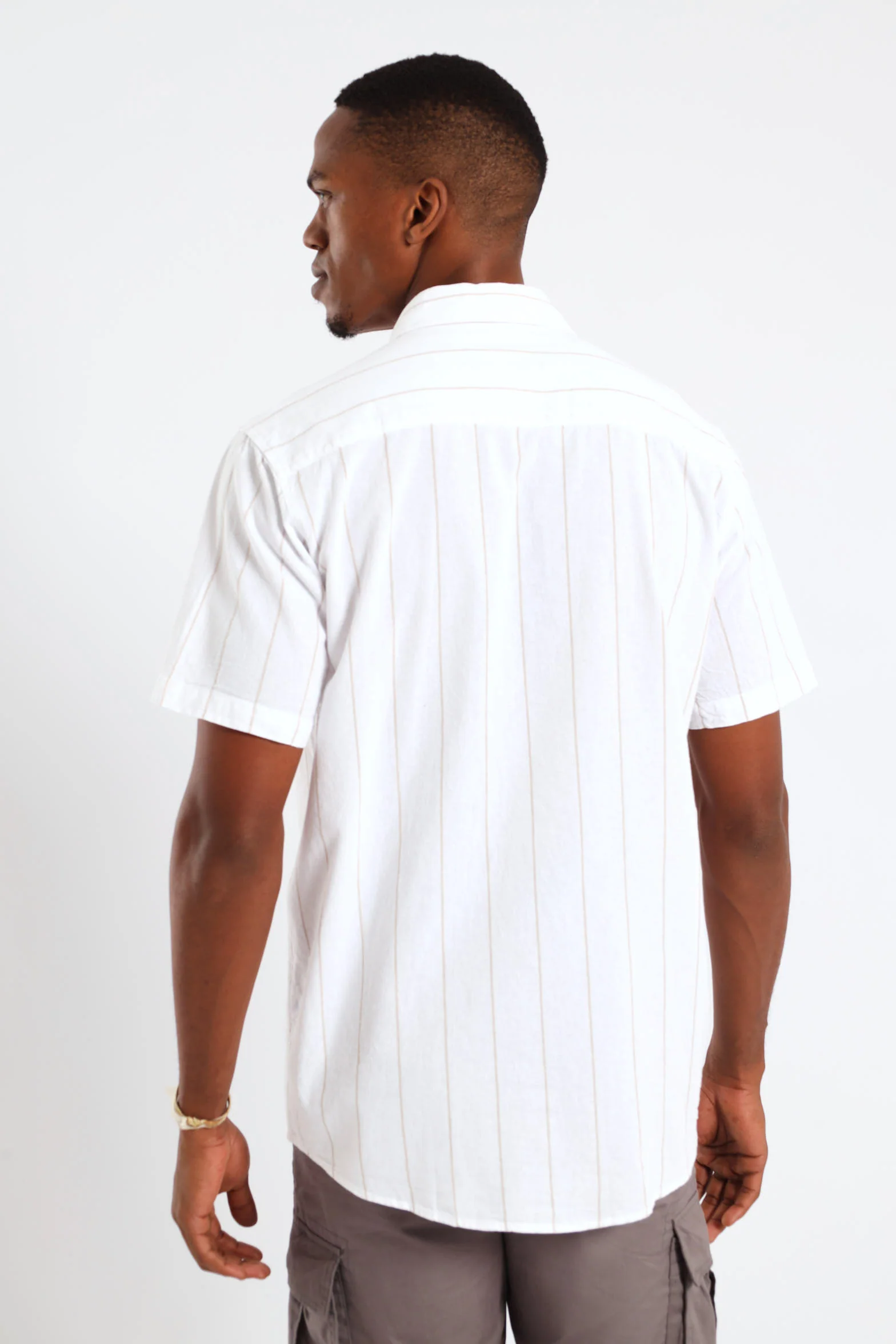 Short Sleeve Stripe Shirt - Ecru - Image 5