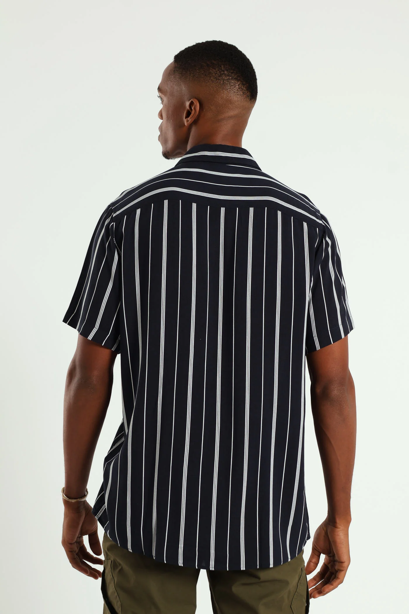 Short Sleeve Stripe Shirt - Navy - Image 4