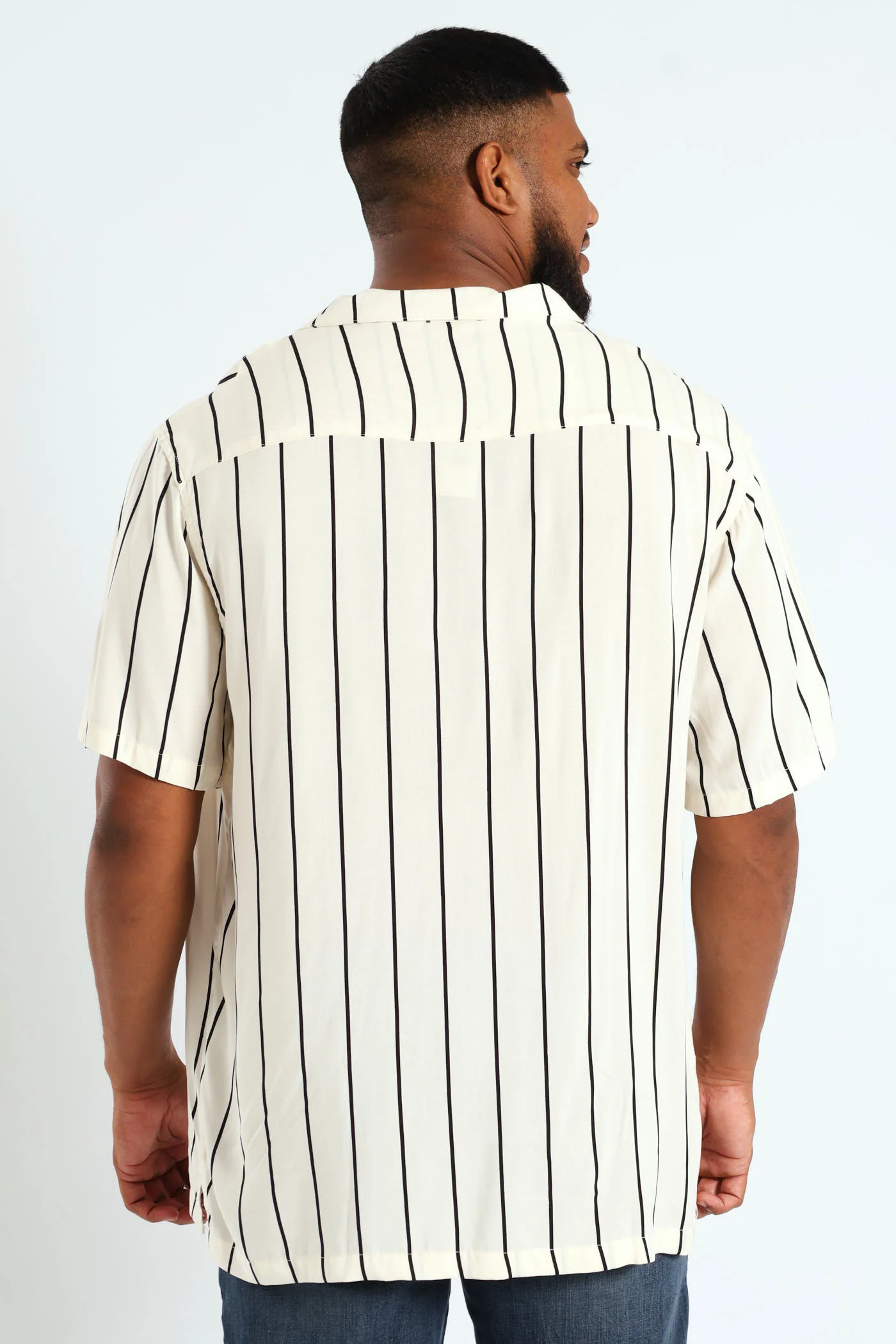 Short Sleeve Stripe Shirt - Off White - Image 3