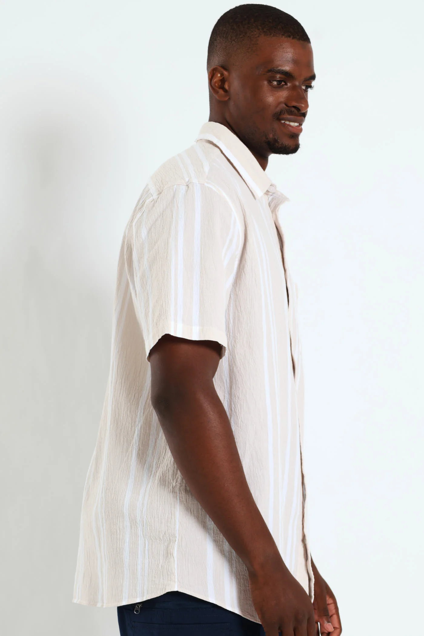 Short Sleeve Stripe Shirt - Off White - Image 2