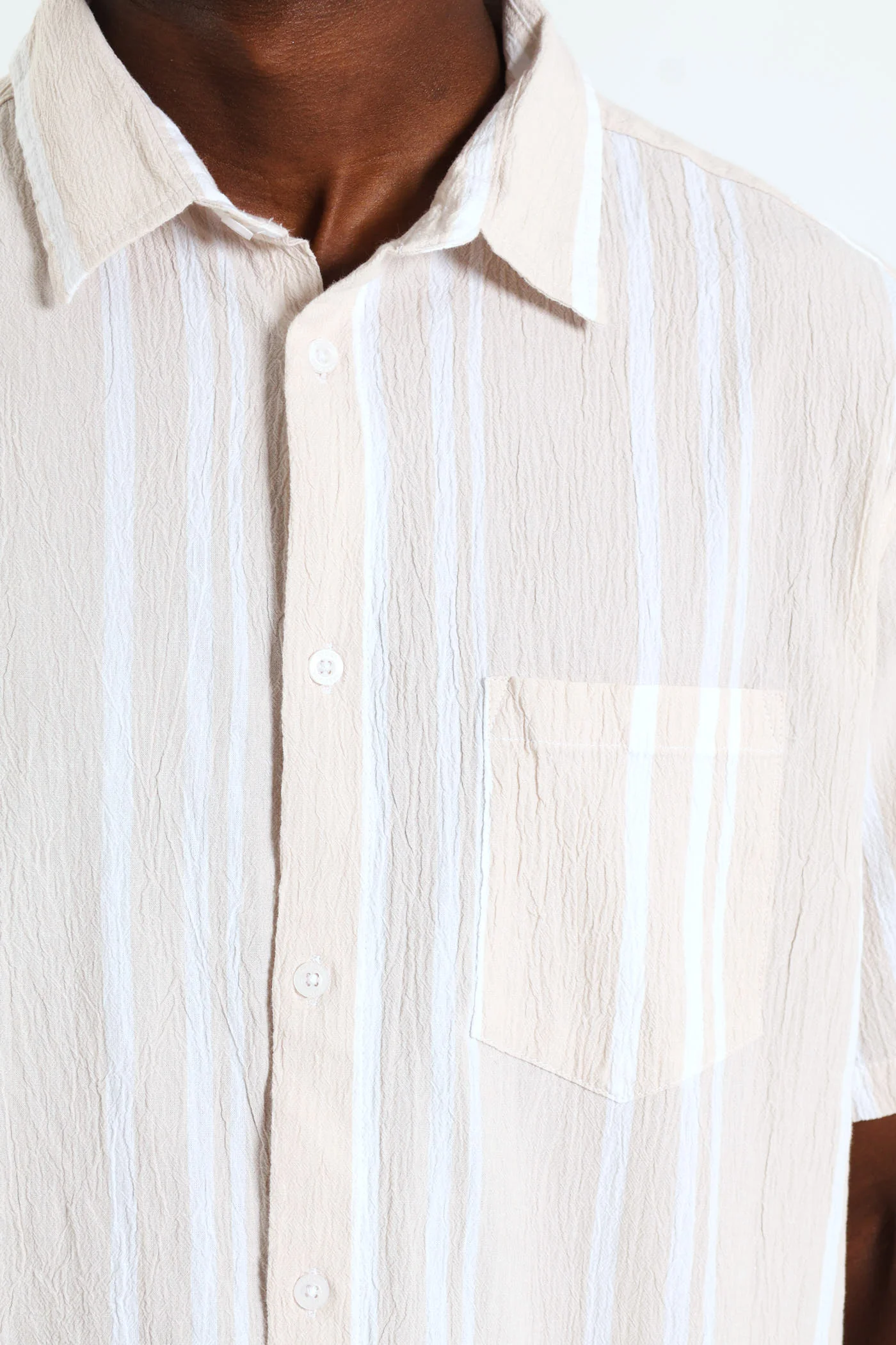 Short Sleeve Stripe Shirt - Off White - Image 4