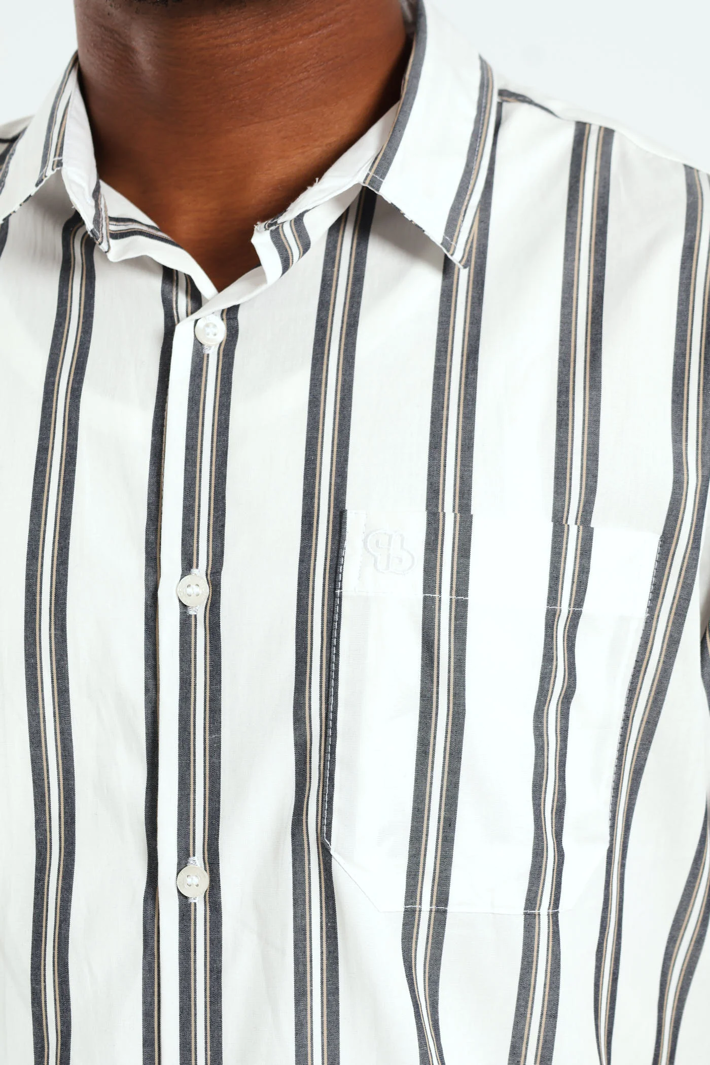 Short Sleeve Stripe Shirt - White - Image 2