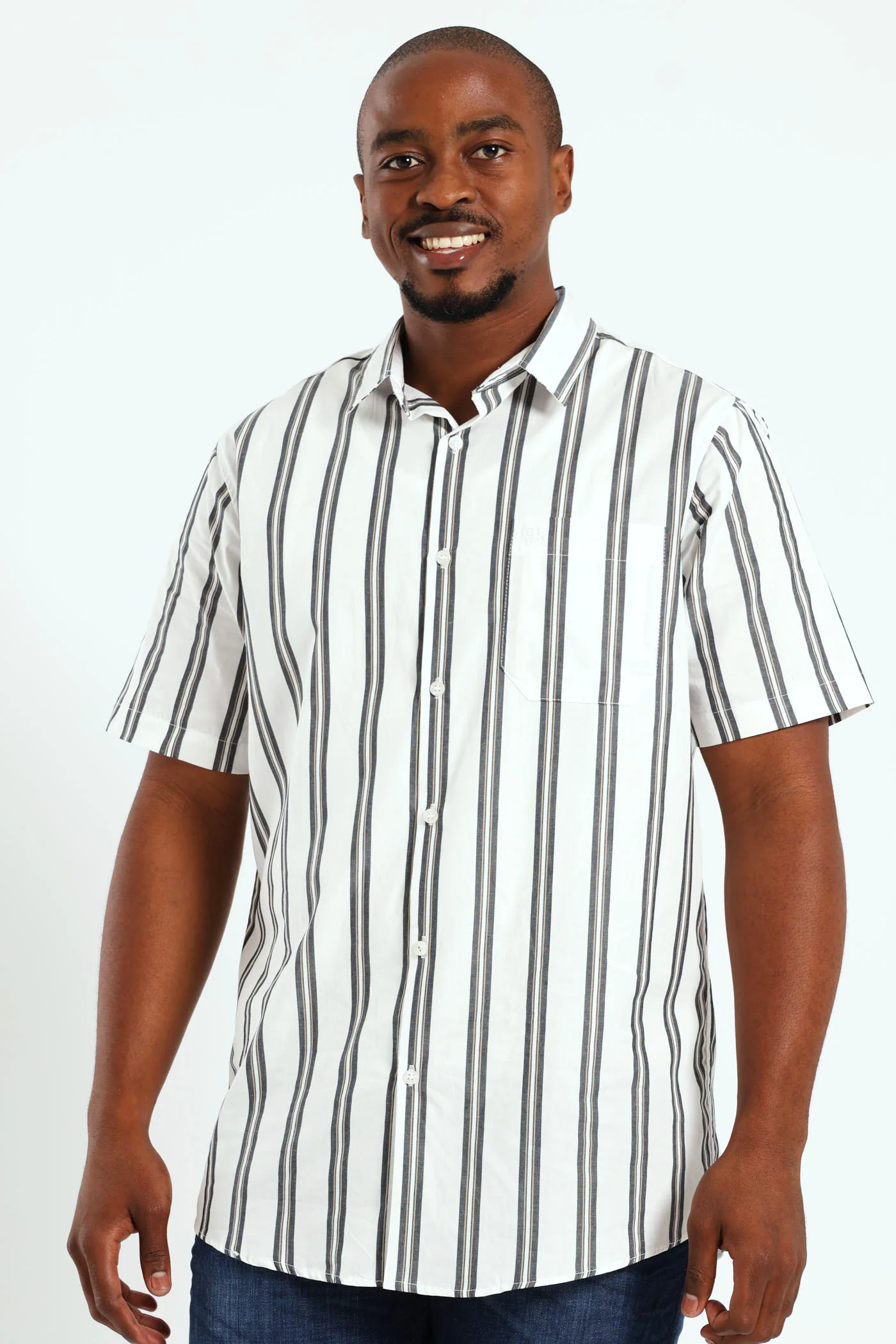 Short Sleeve Stripe Shirt - White - Image 4