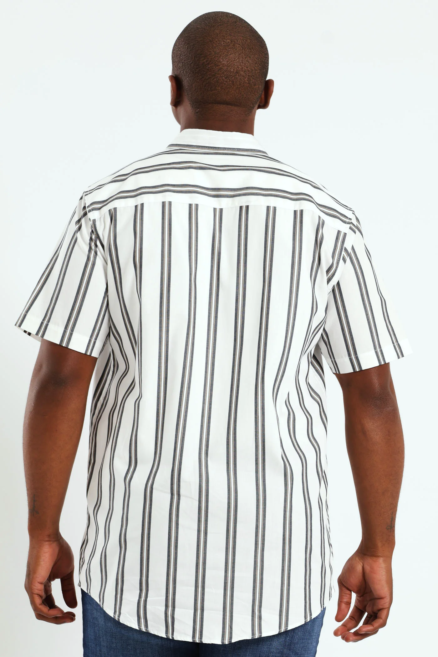 Short Sleeve Stripe Shirt - White - Image 5