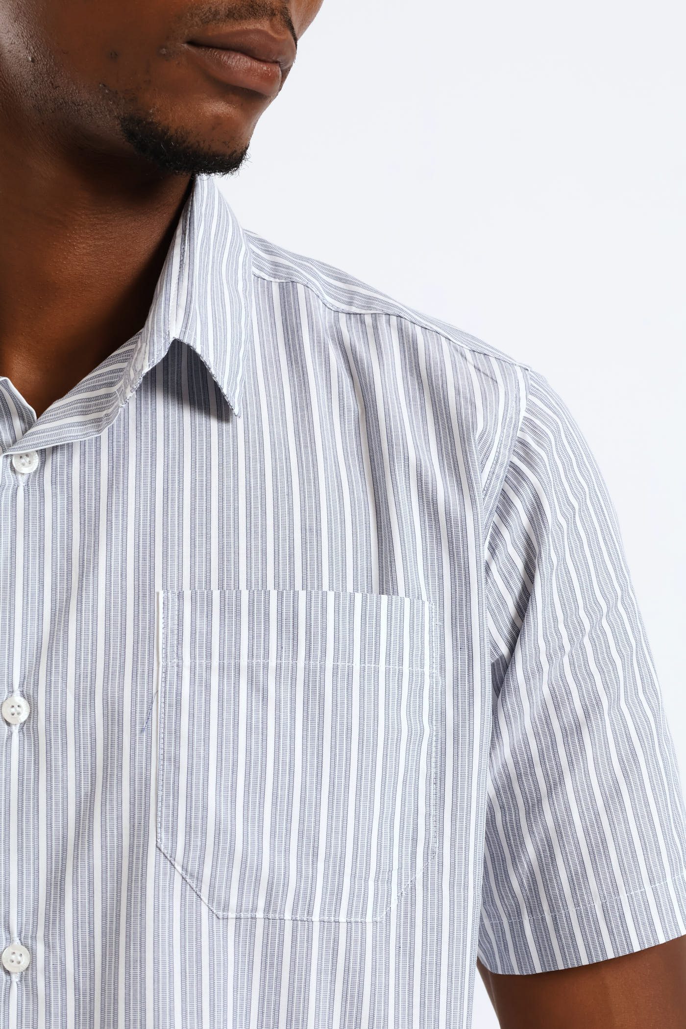 Short Sleeve Stripe Shirt - White - Image 2