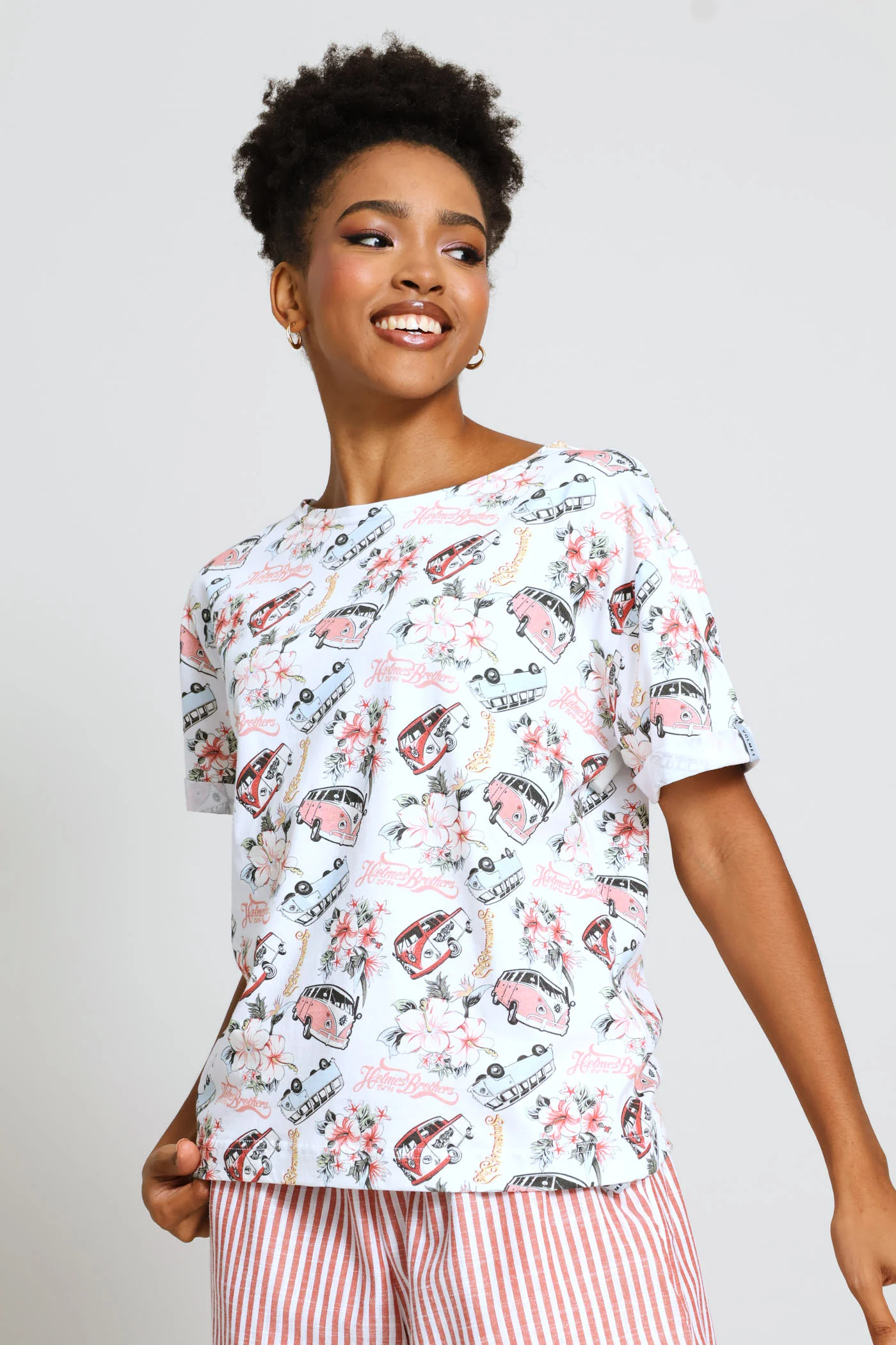 Short Sleeve T-Shirt - White/Pink - Image 3