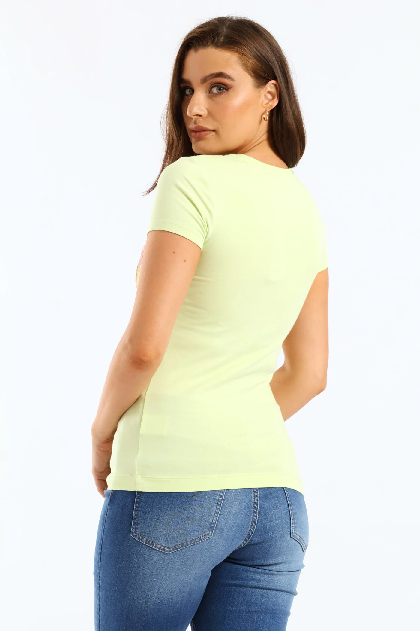 Short Sleeve Triangle Flowers Tee - Green - Image 5