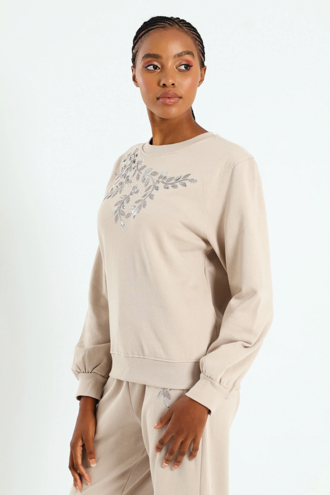 Shoulder Bead Detail Pullover - Bone - Image 3