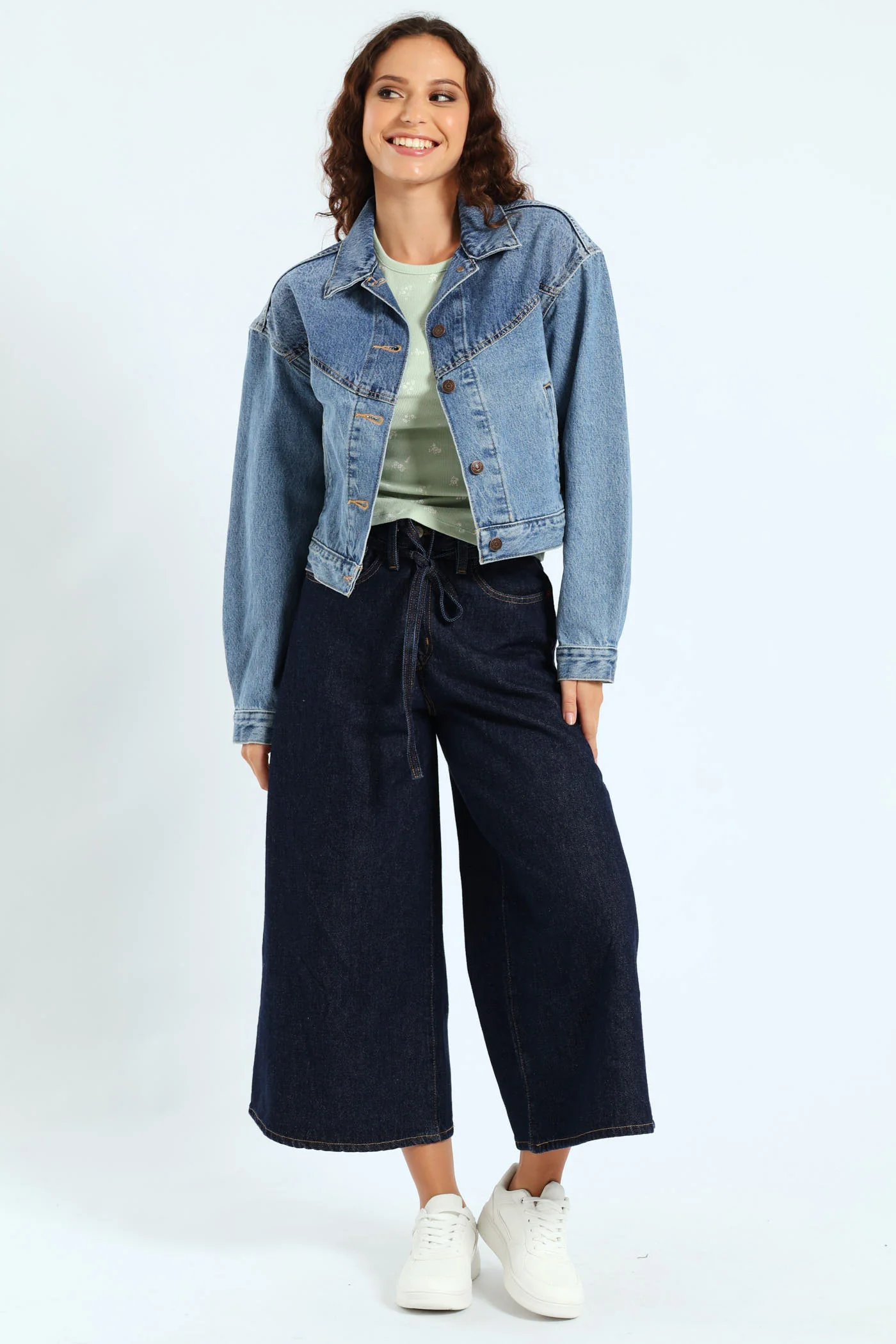 Shrunken 90s Western Trucker Jacket - Dark Blue - Image 2