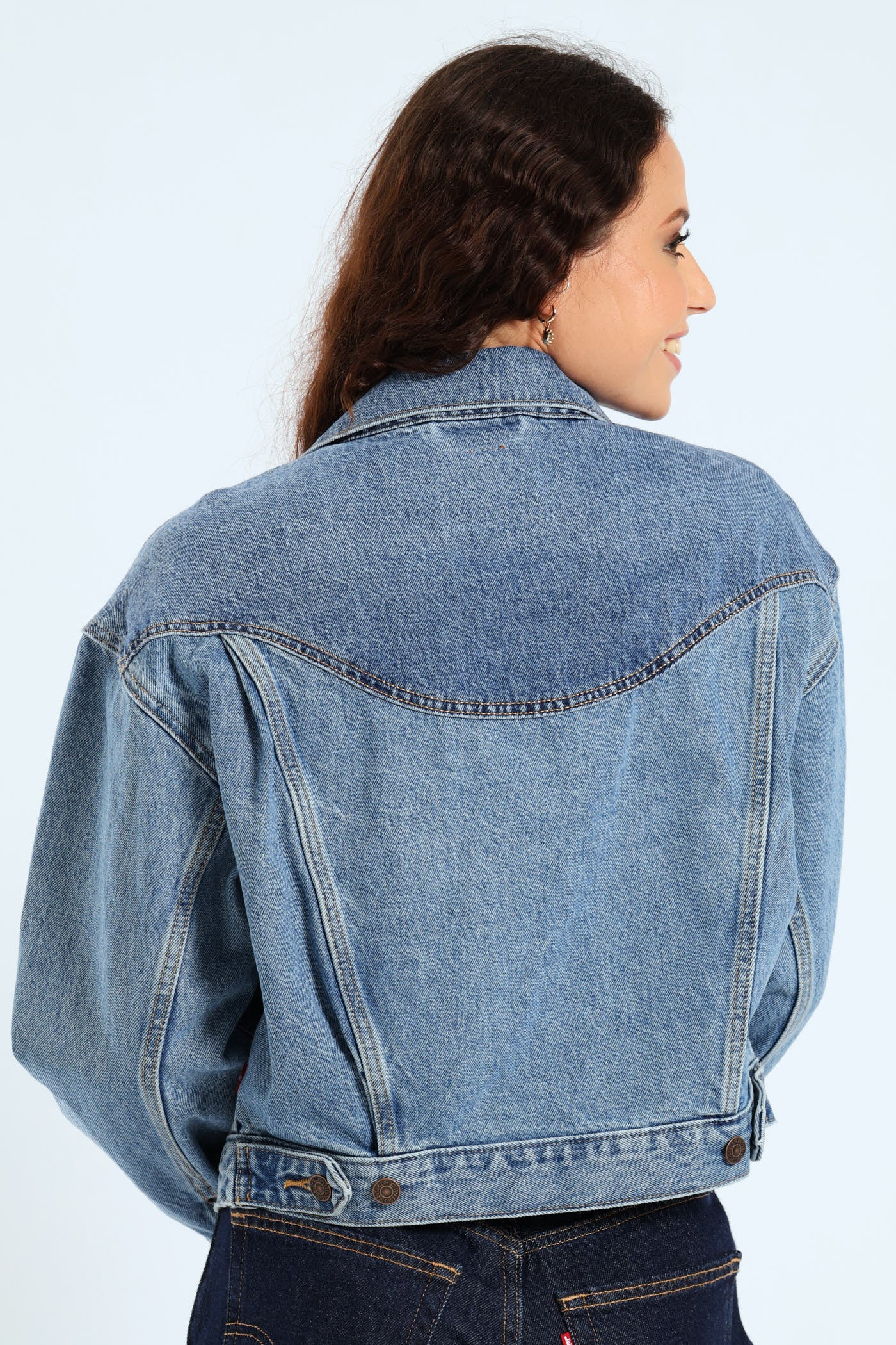 Shrunken 90s Western Trucker Jacket - Dark Blue - Image 6