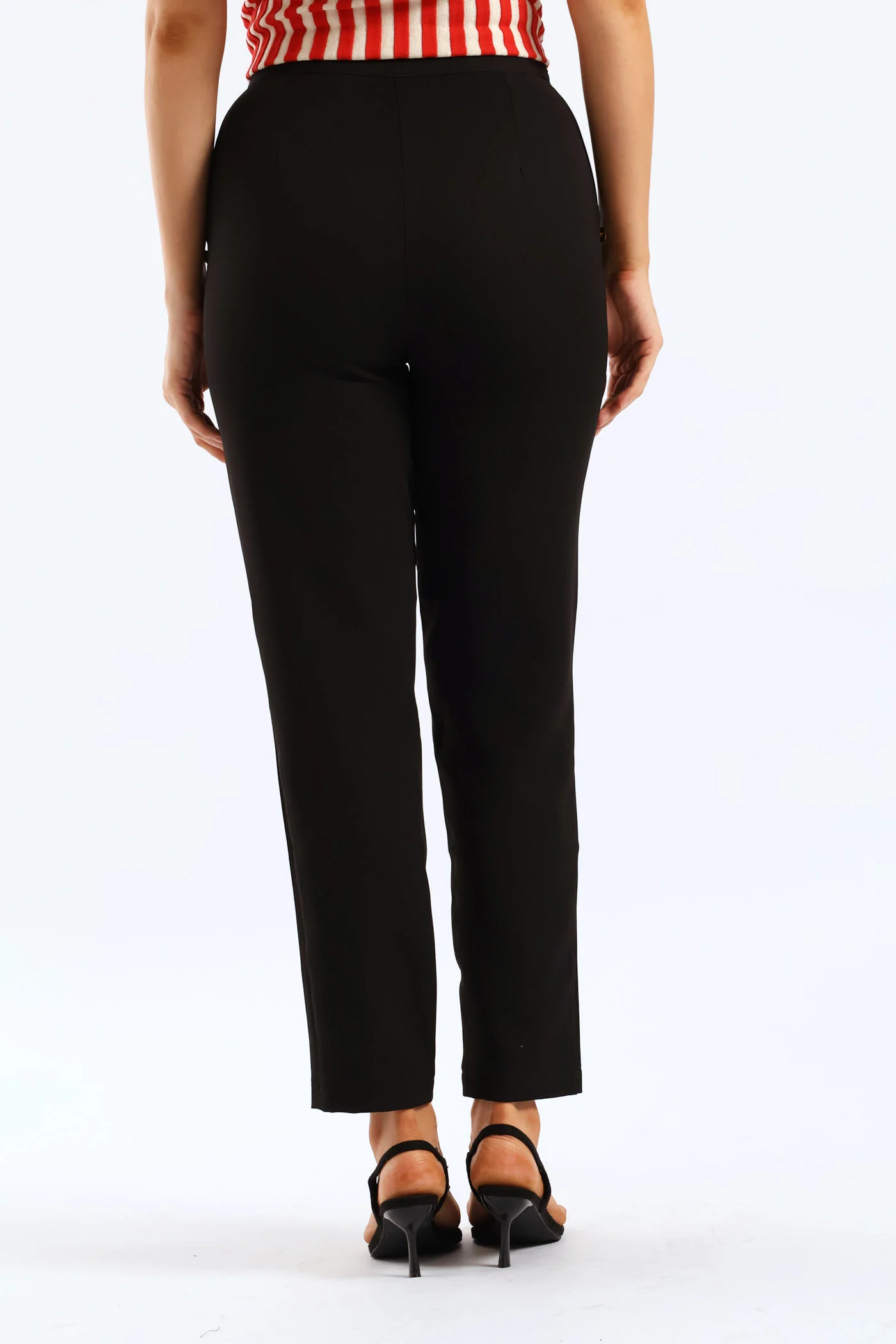 Side Button Tapered Leg Pant - Black - Image 5