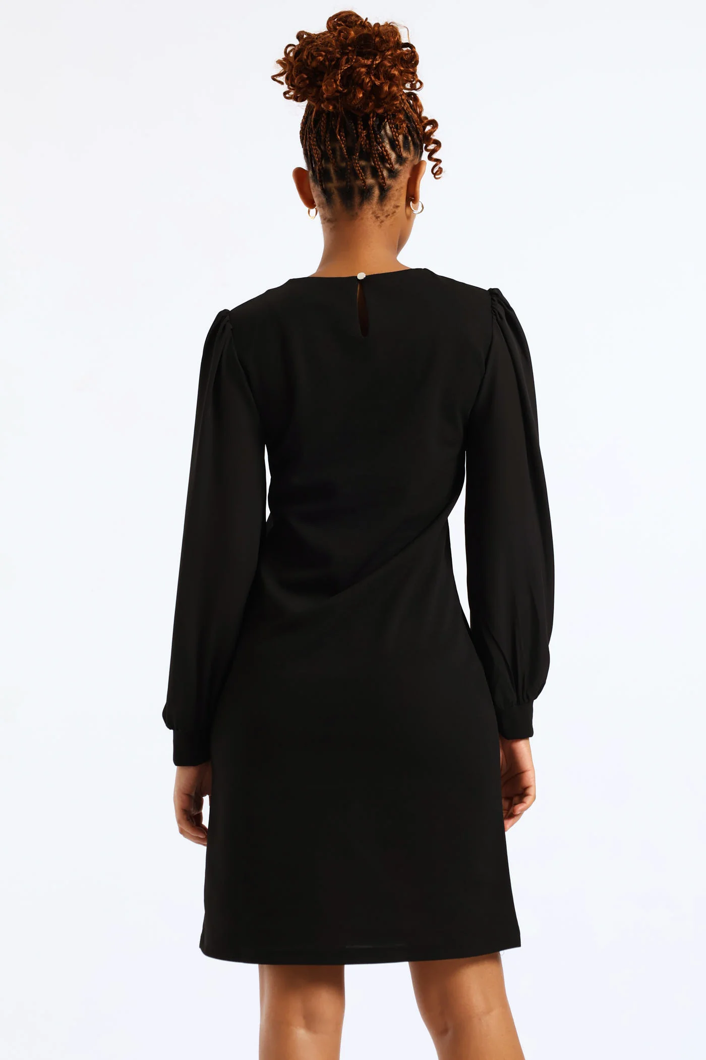Side Button Through Knitwear Combo Dress - Black - Image 4