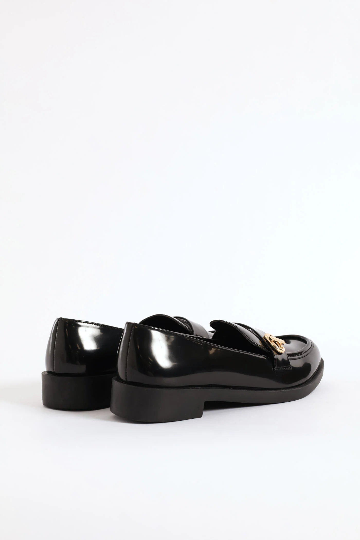 Side Circle Trim Shiny Loafer - Black - Image 5