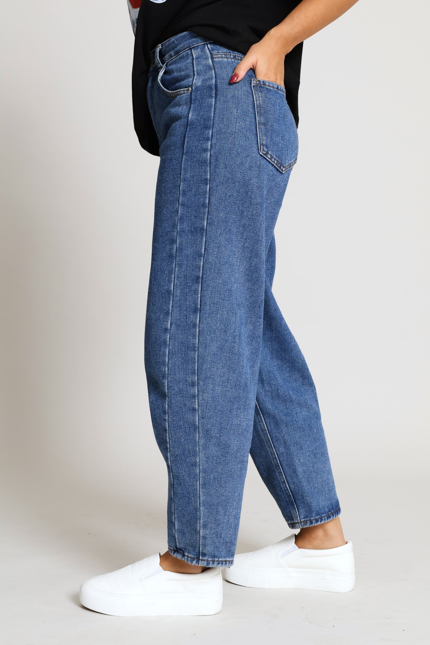 Side Panel Barrel Denim - Mid Blue - Image 3