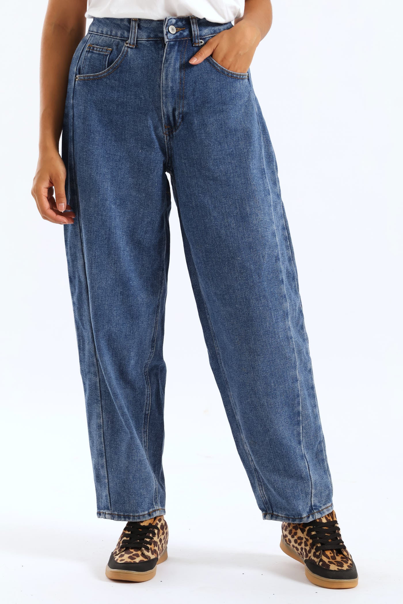 Side Panel Barrel Denim - Mid Blue - Image 6