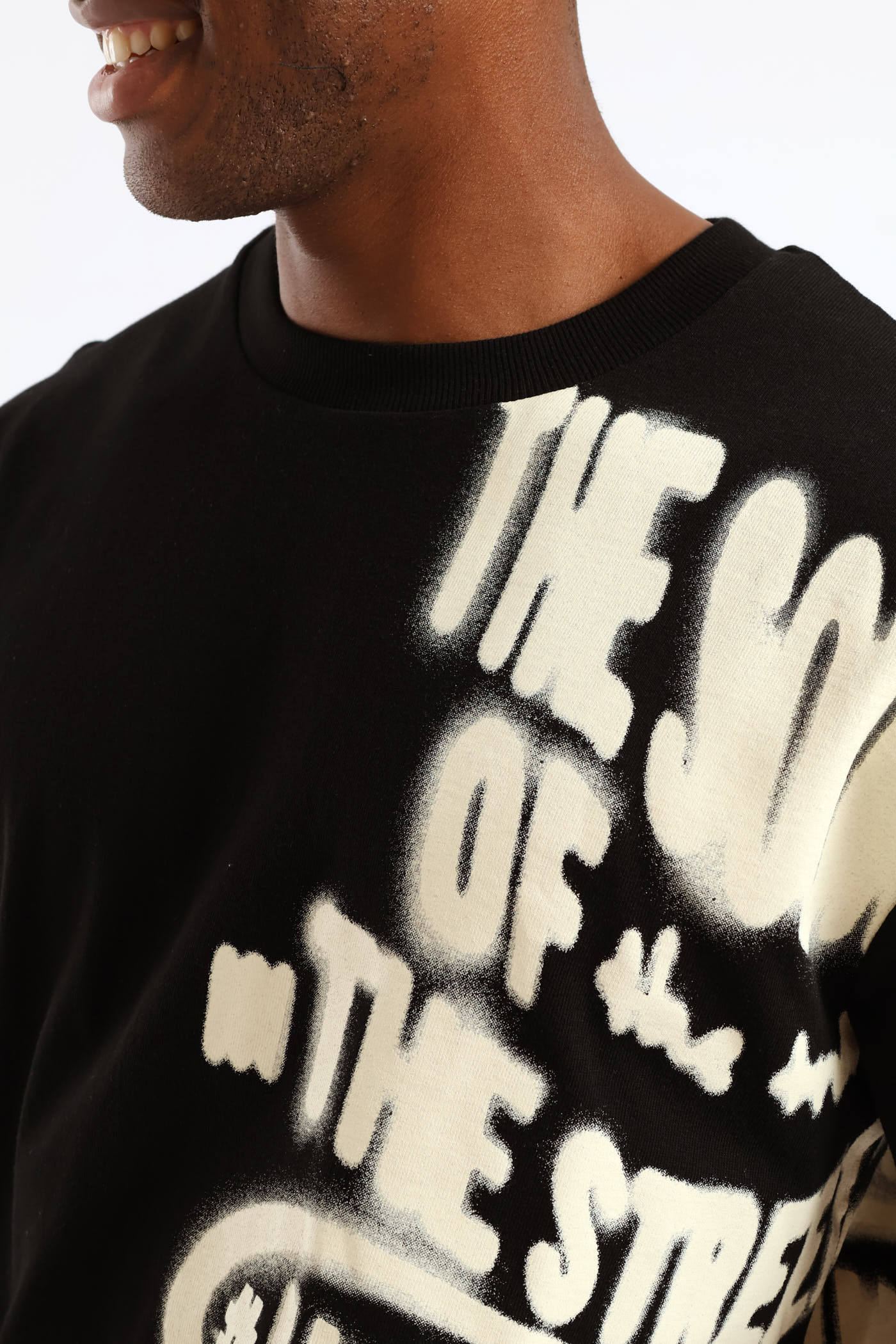Side Print Oversized Tee - Black - Image 5