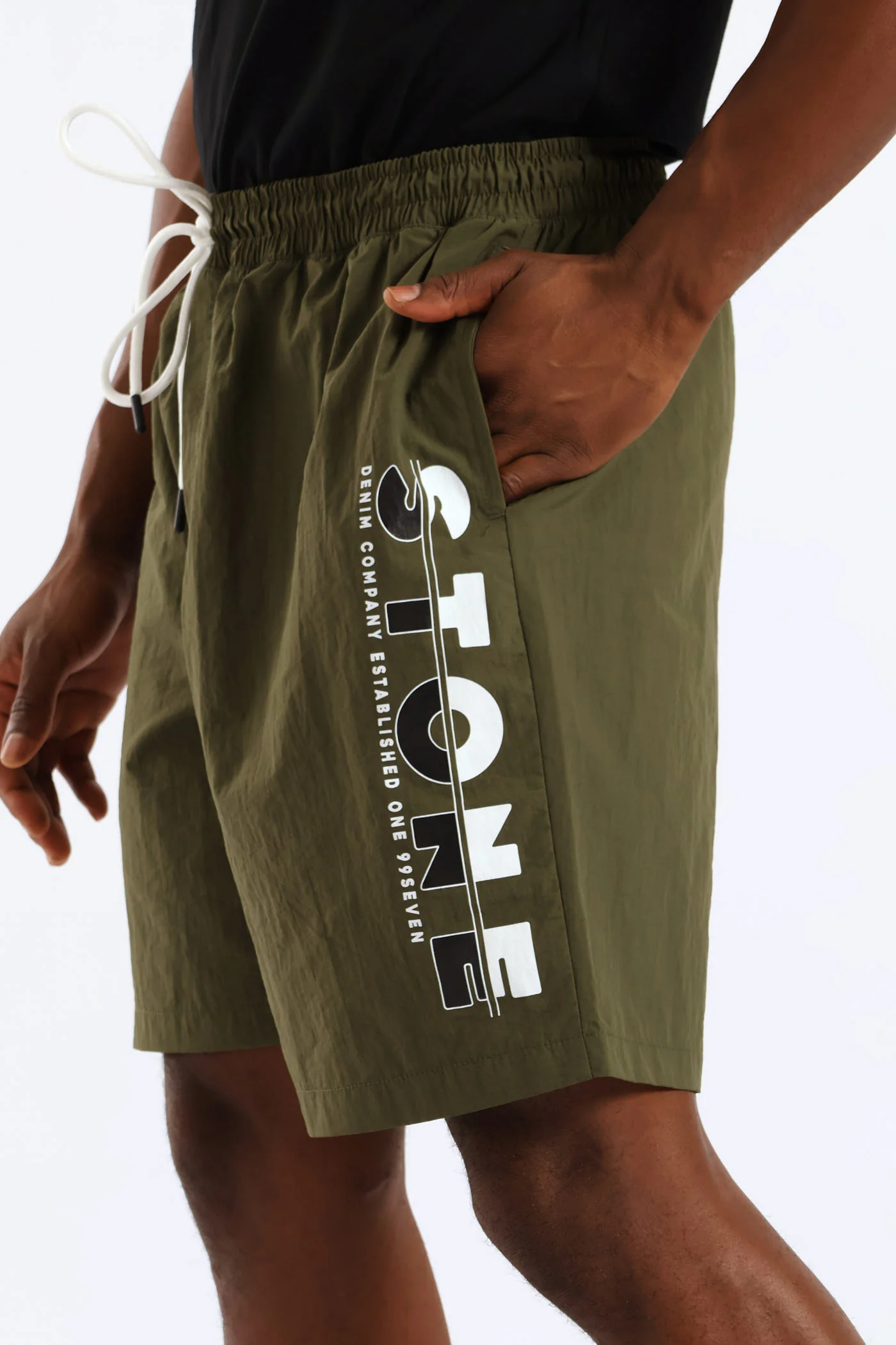 Side Print Swim Short - Olive - Image 2
